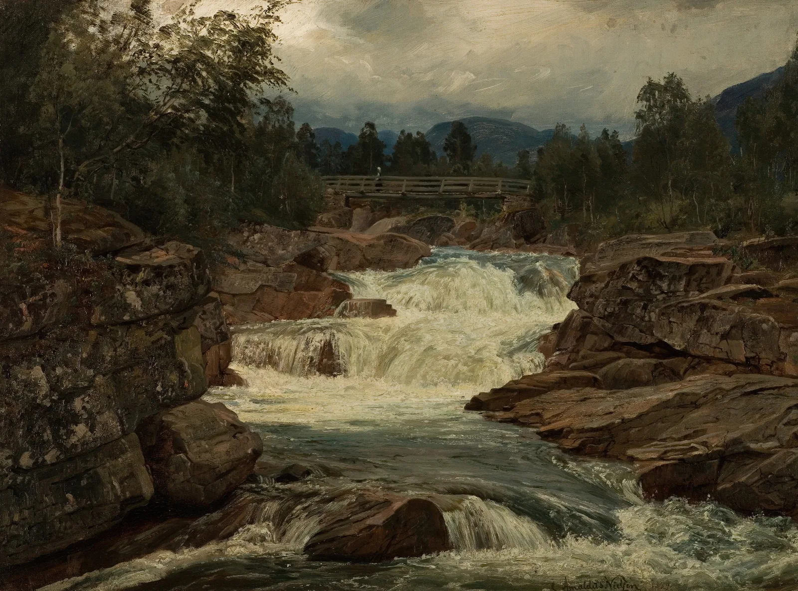 Hornindalsfossen Nordfjord Wall Art by Amaldus Nielsen - Canvas Print
