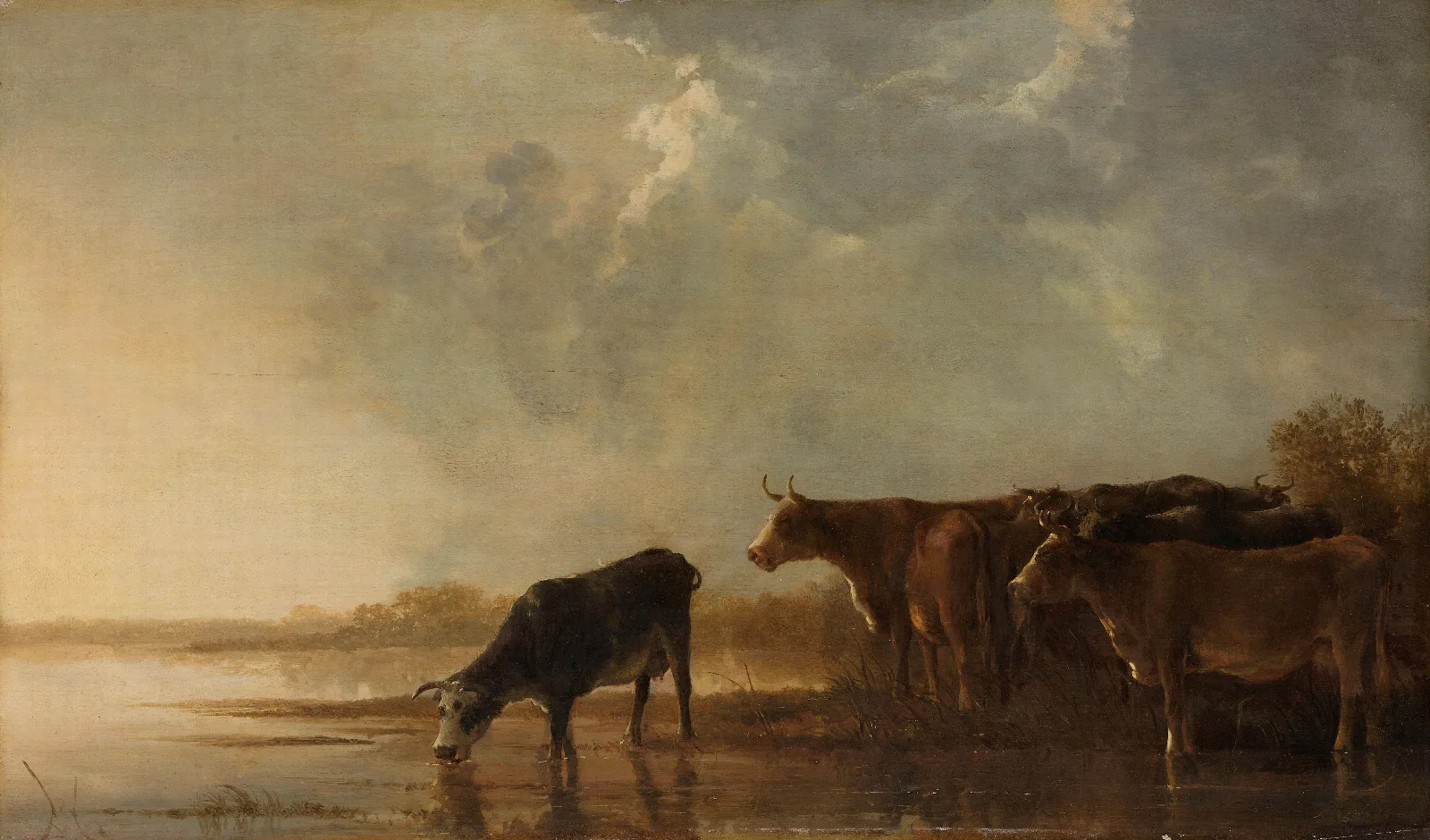River Landscape With Cows 2 Wall Art by Aelbert Cuyp - Canvas Print