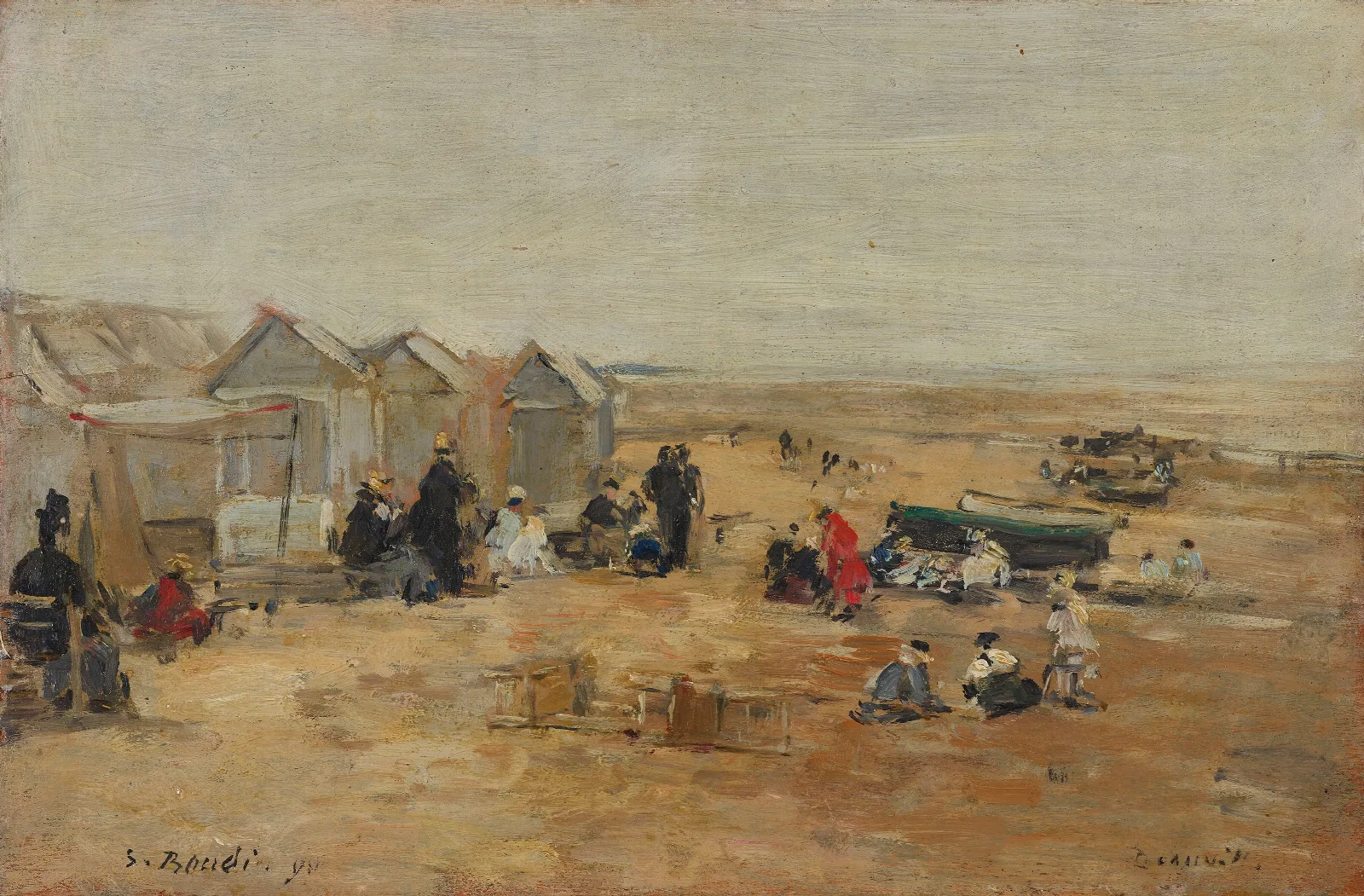 Deauville Scene De Plage Wall Art by Eugène Boudin - Canvas Print