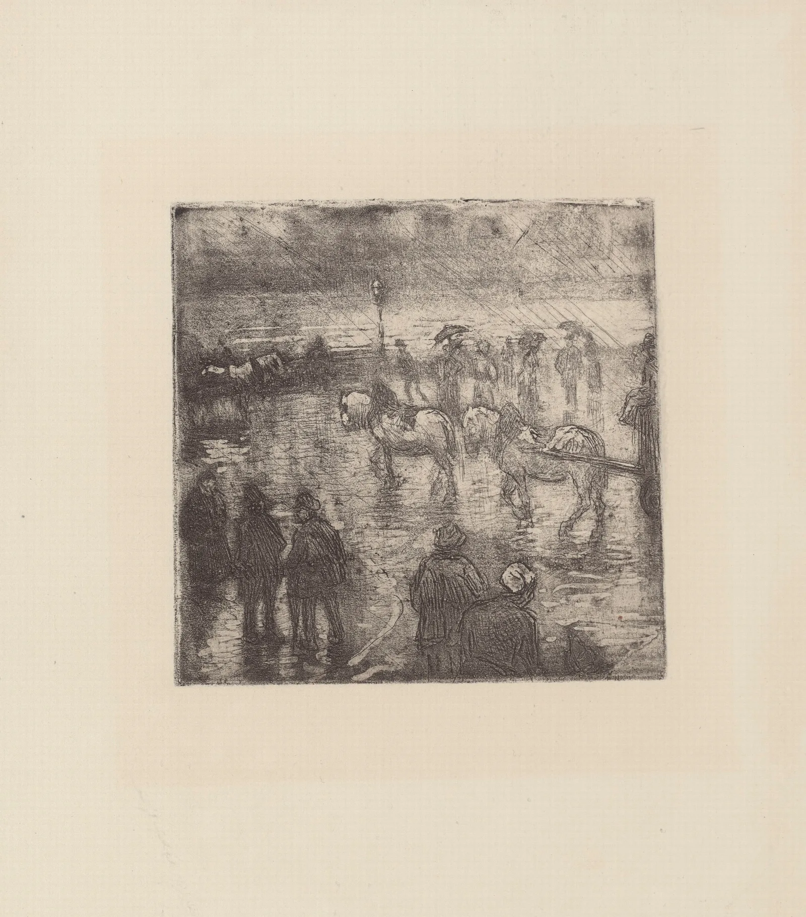 Effet De Pluie Place De La Republique Rouen Wall Art by Camille Pissarro - Canvas Print