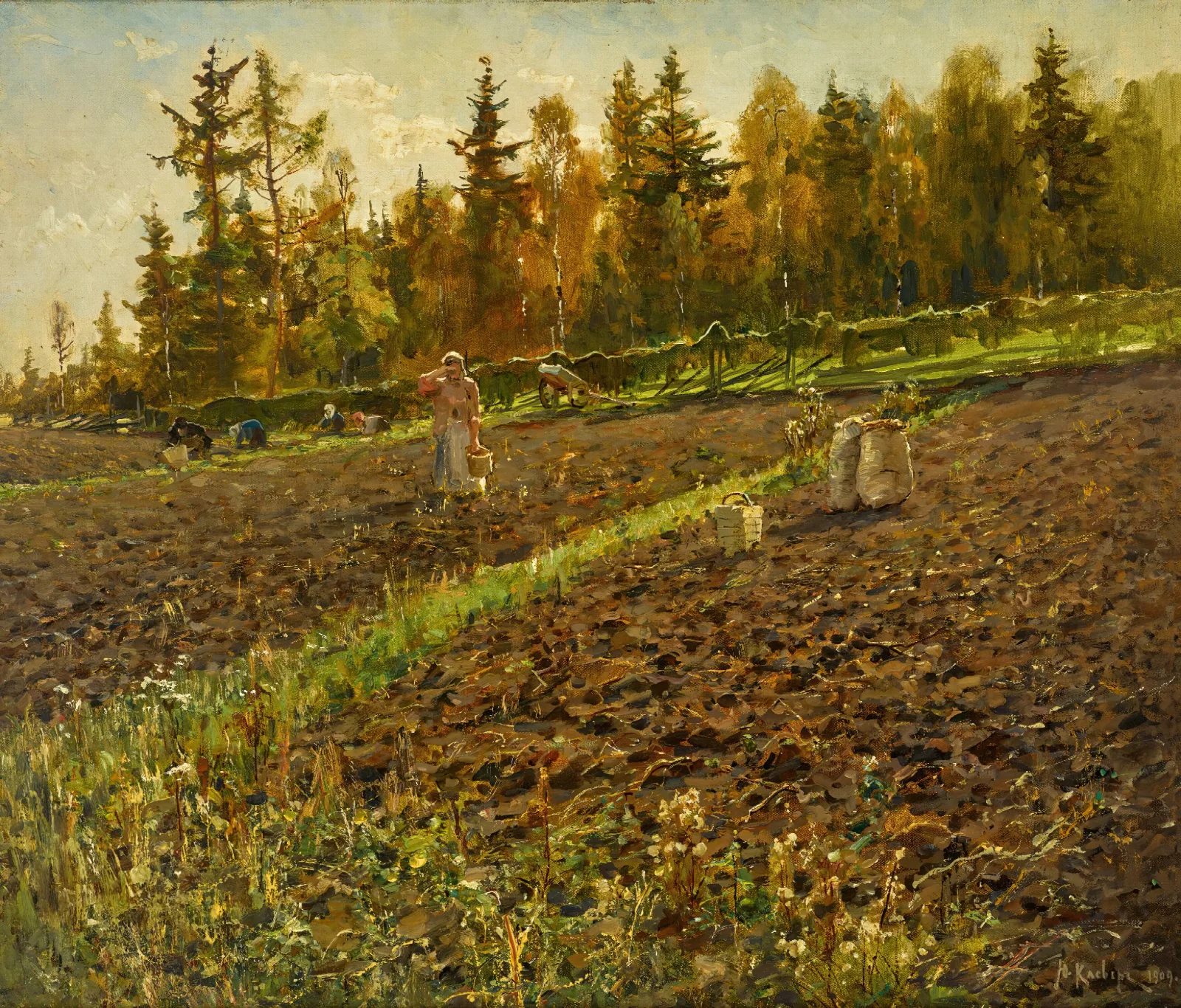 The Potato Gatherers Wall Art by Julius Sergius Klever - Canvas Print