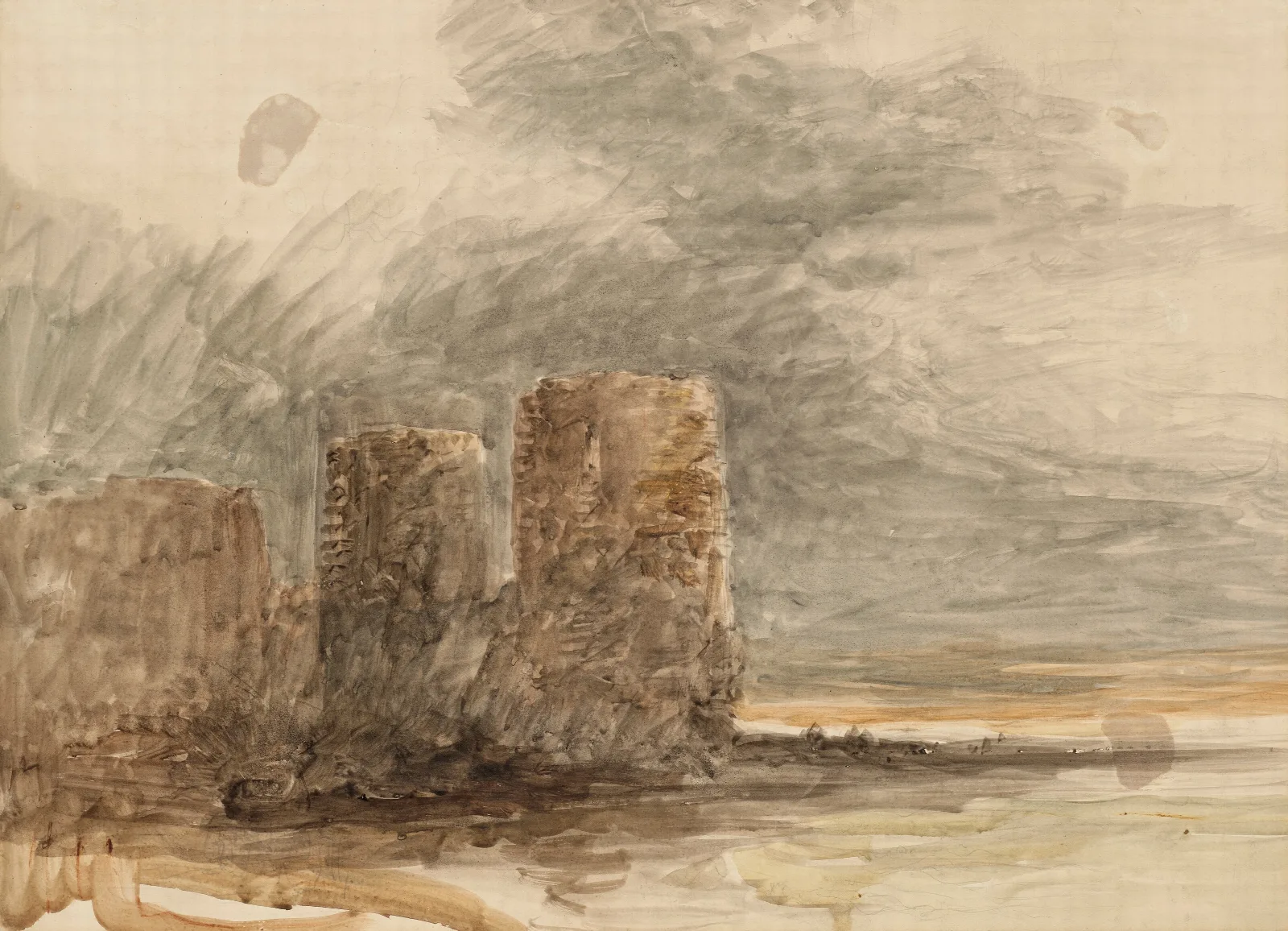 View Of Flint Castle Wall Art by David Cox - Canvas Print
