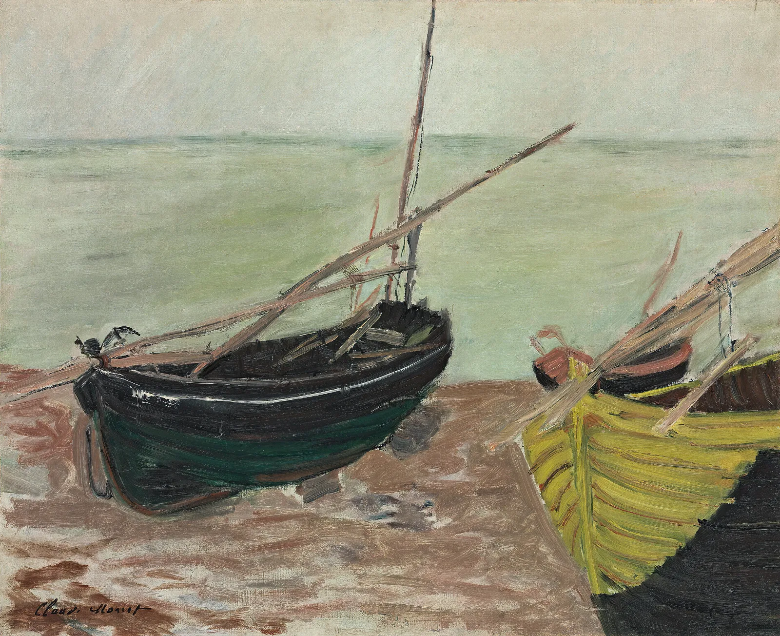 Etude De Bateaux Sur La Plage Detretat Wall Art by Claude Monet - Canvas Print