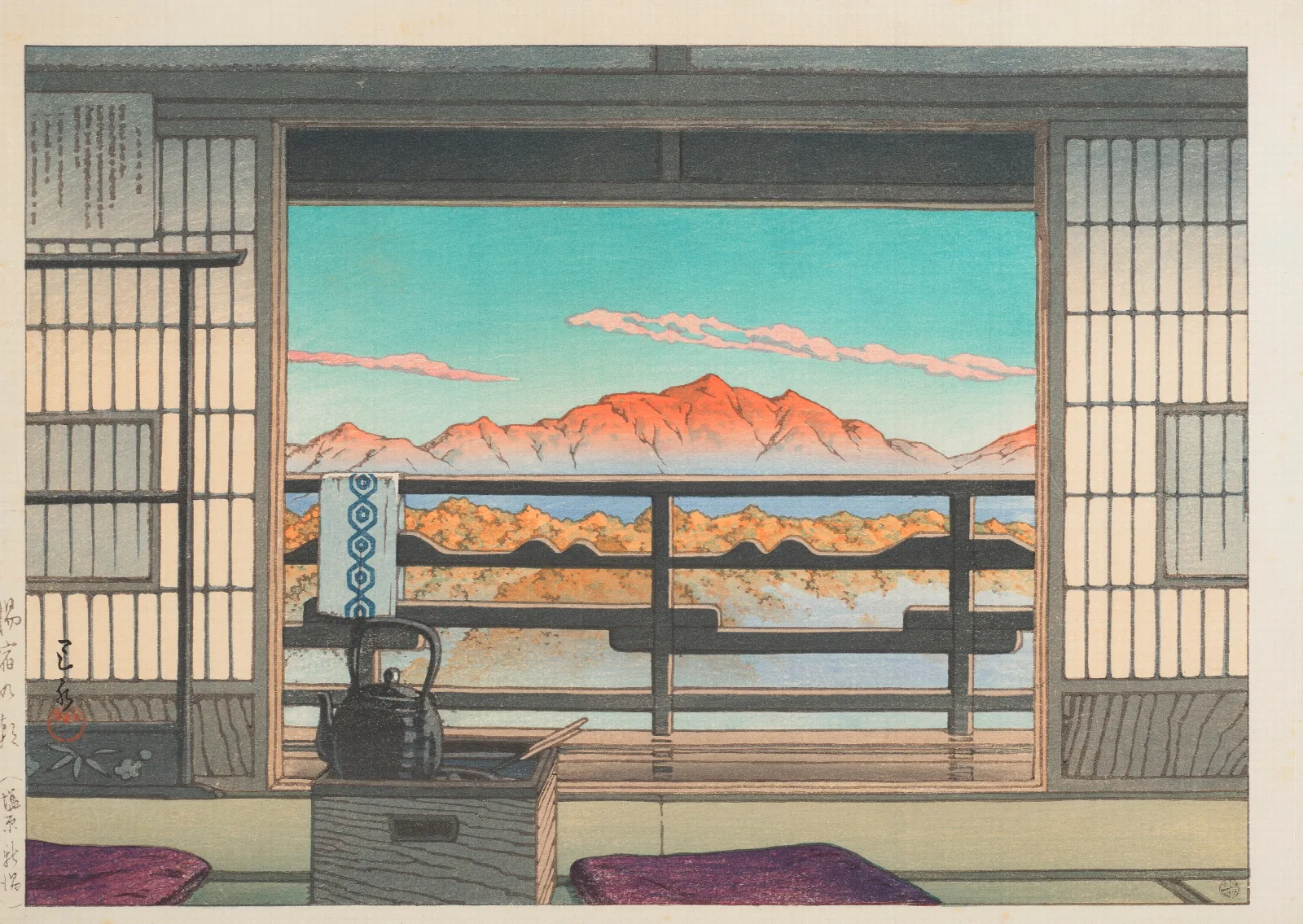 Yuyado No Asa Shiobara Arayu Morning At The Arayu Spa In Shiobara Wall Art by Kawase Hasui - Canvas Print