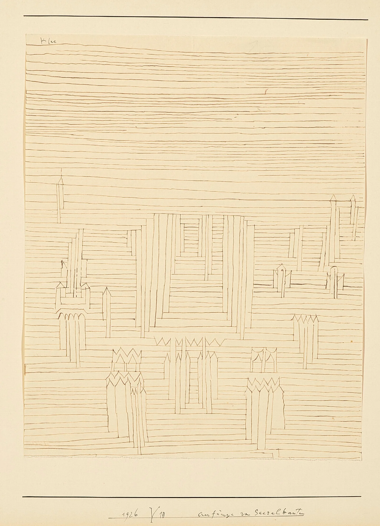 Anfange Von Sakralbauten Beginnings Of Sacred Buildings Wall Art by Paul Klee - Canvas Print