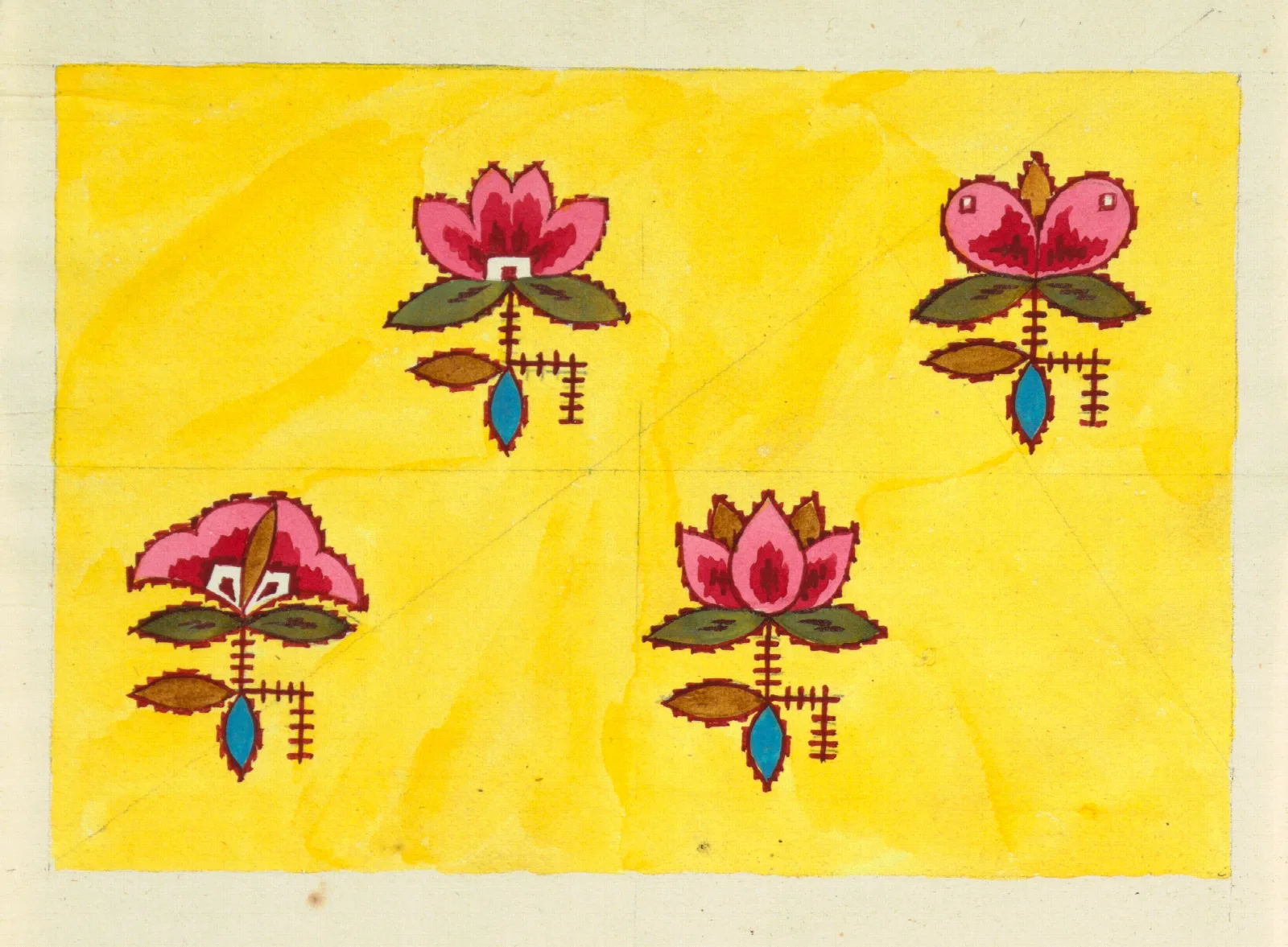 Floral Design For Printed Textile Pl Xxvii by Mikuláš Galanda - Canvas Print