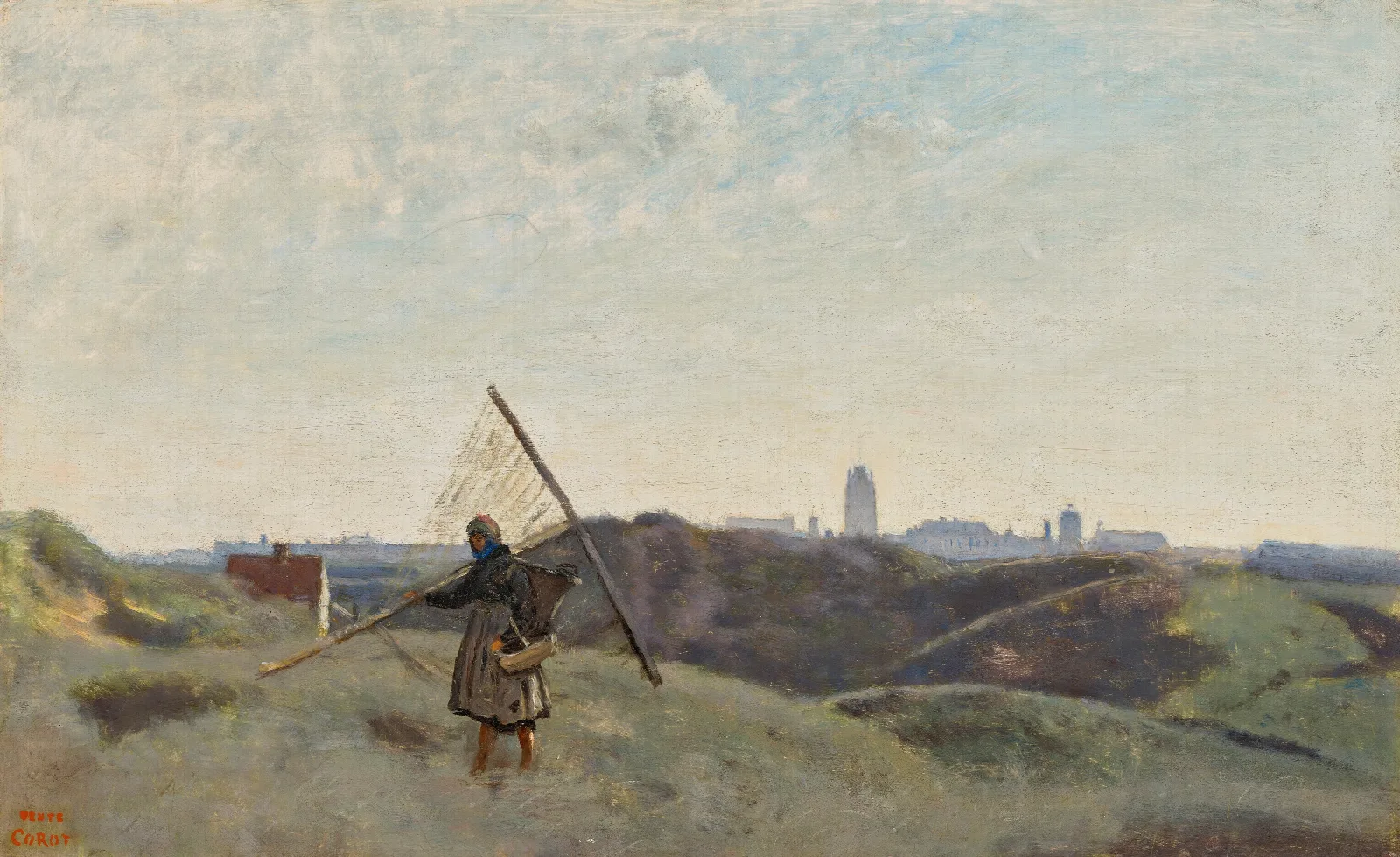 Dunkerque Une Pecheuse De Crevettes 2 Wall Art by Jean-Baptiste-Camille Corot - Canvas Print