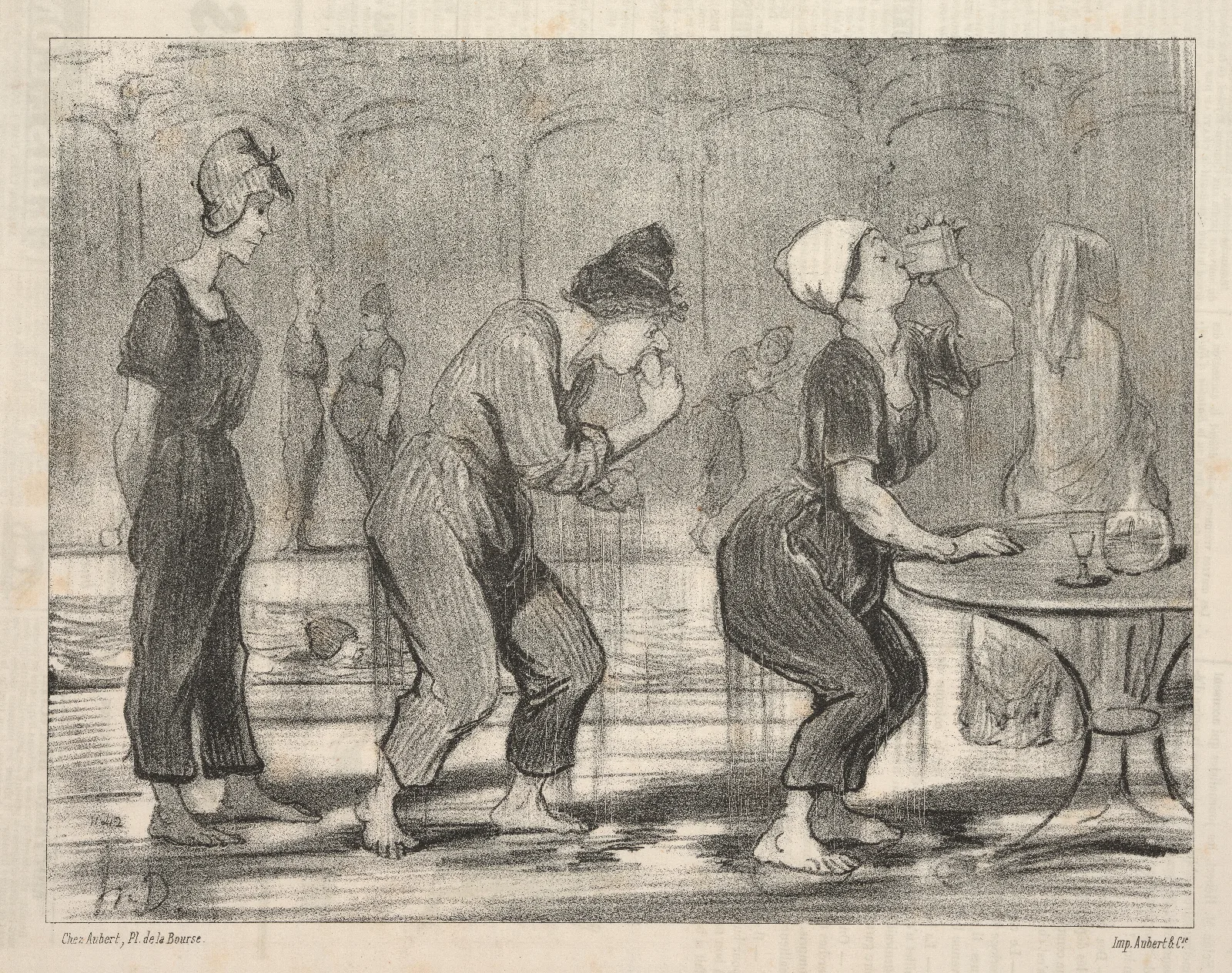 Bathers Series Between Dives Wall Art by Honoré Daumier - Canvas Print