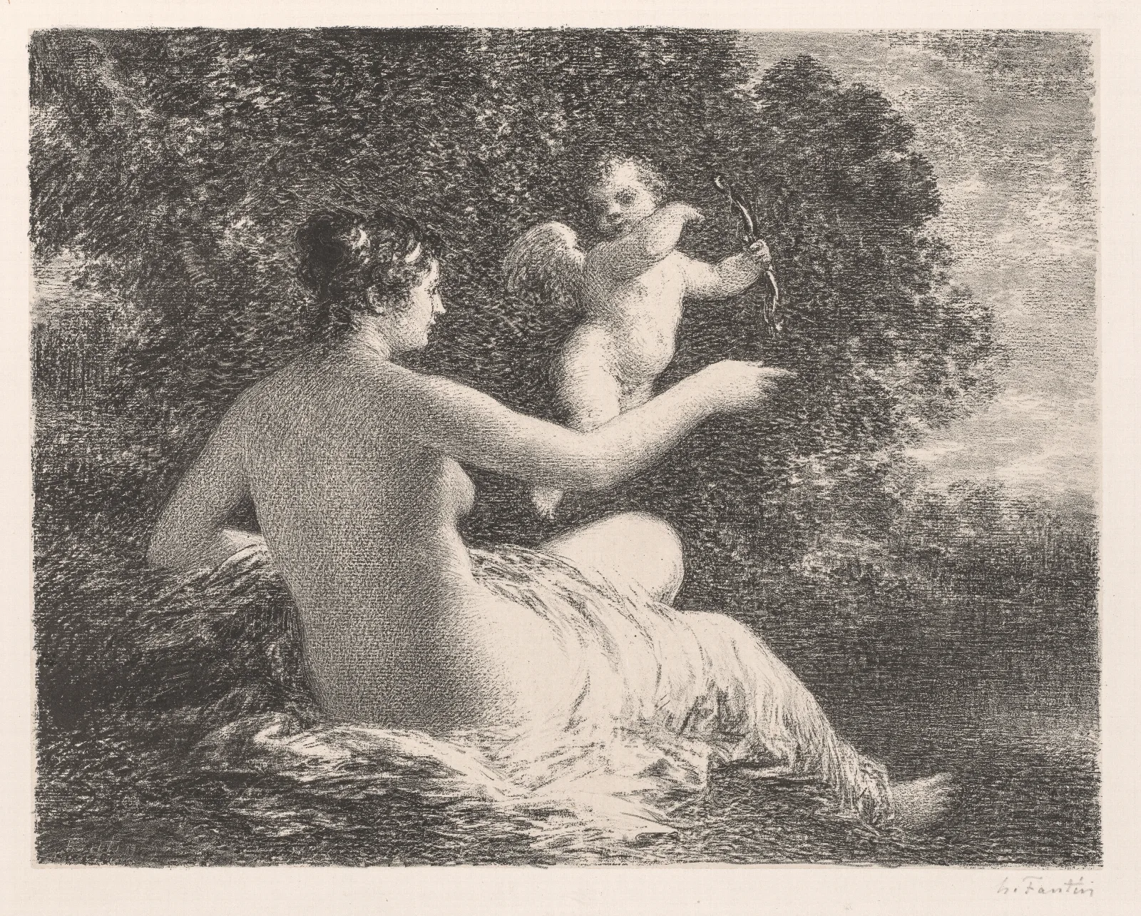 Venus And Cupid 48 Wall Art by Henri Fantin-Latour - Canvas Print