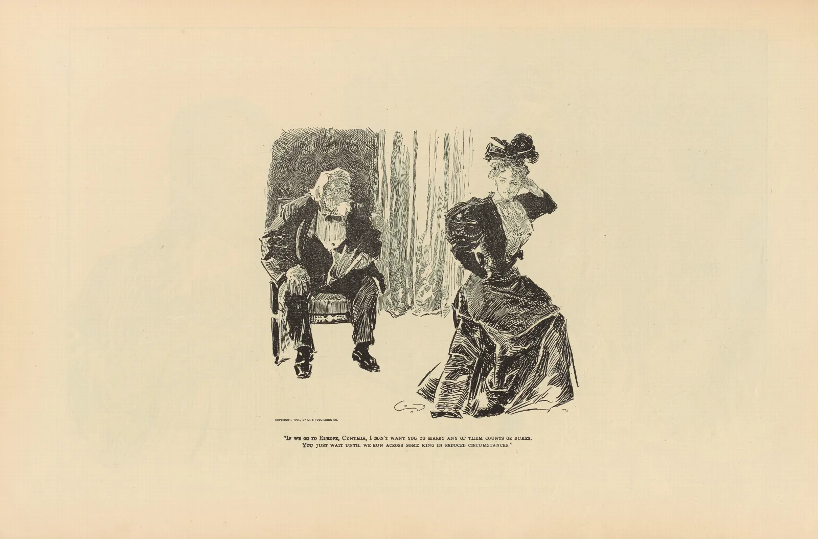 If We Go To Europe Cynthia I Dont Want You To Marry Any Of Them Counts Or Dukes Wall Art by Charles Dana Gibson - Canvas Print