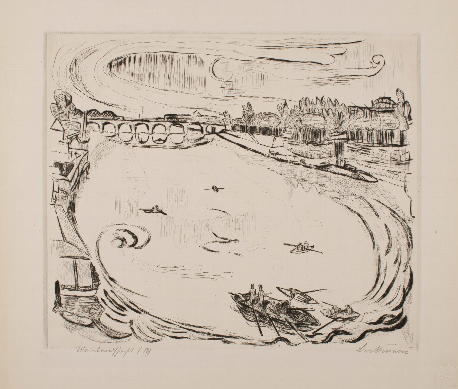 Main River Landscape Plate 6 From The Portfolio Faces Wall Art by Max Beckmann - Canvas Print