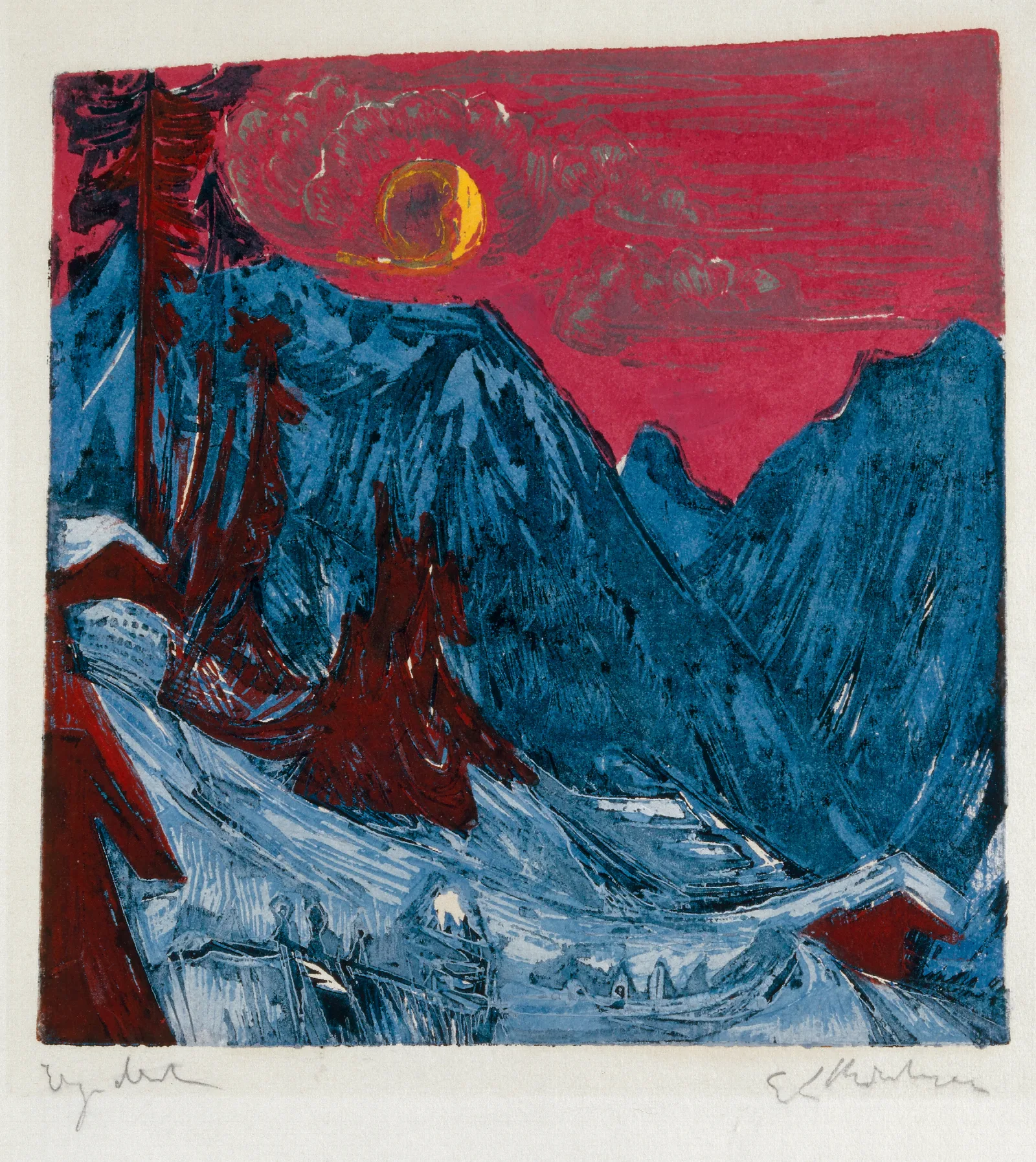Winter Landscape In Moonlight 2 Wall Art by Ernst Ludwig Kirchner - Canvas Print
