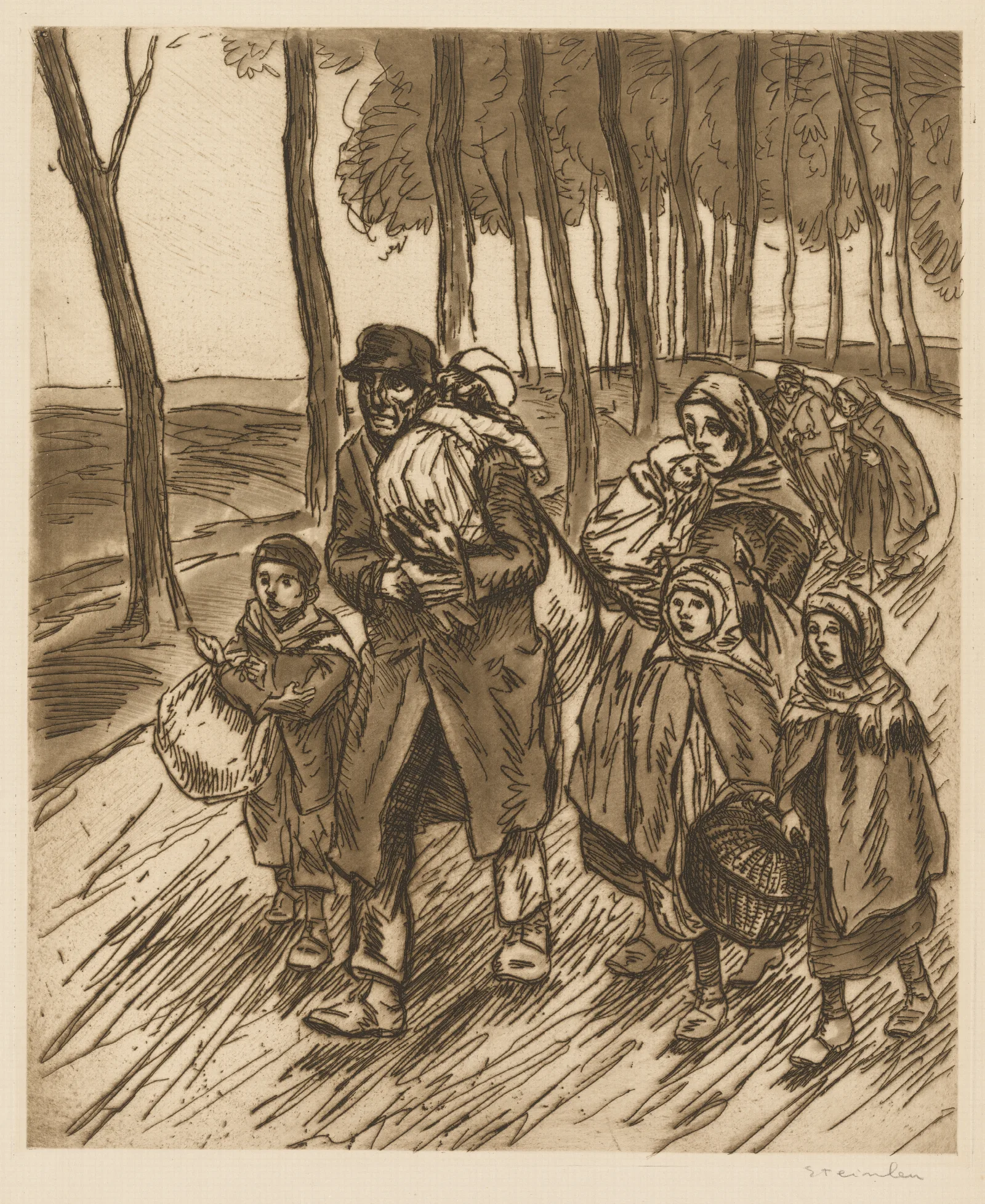 Refugee Family Wall Art by Théophile Alexandre Steinlen - Canvas Print