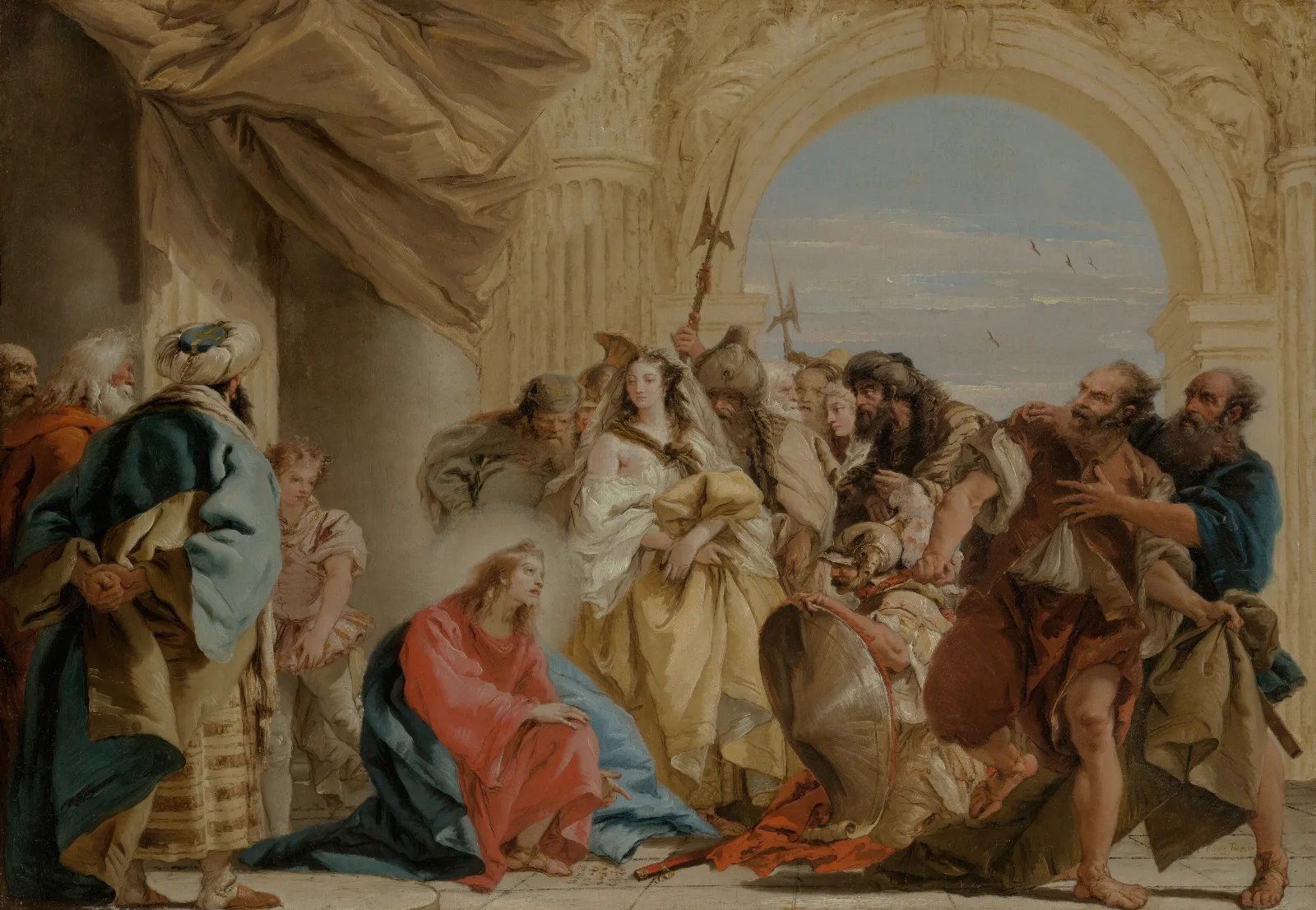 Christ And The Woman Taken In Adultery Wall Art by Giovanni Domenico Tiepolo - Canvas Print