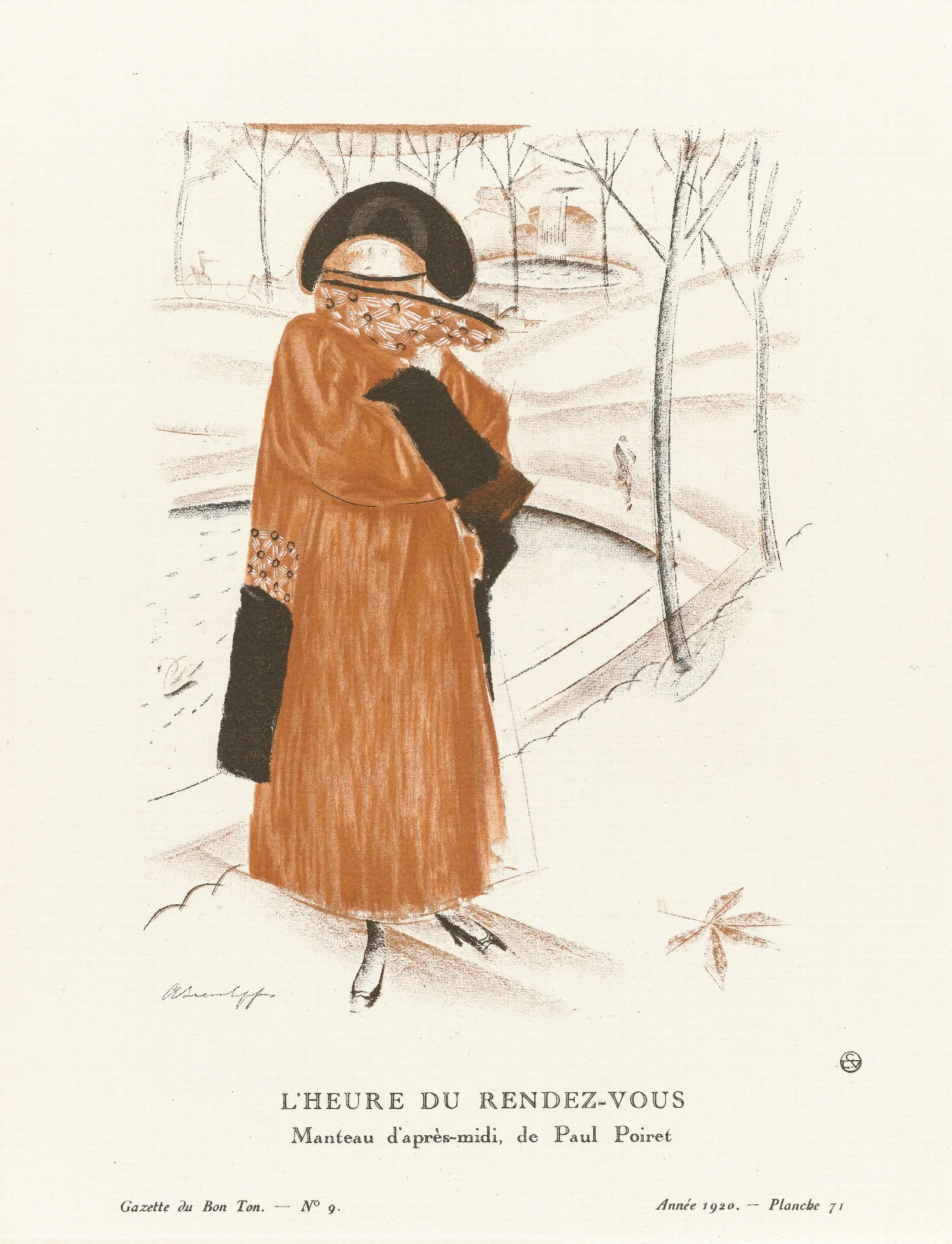 Gazette Du Bon Ton Lheure Du Rendez Vous Manteau Dapres Midi De Paul Poiret Wall Art by Alexandre Jacovleff - Canvas Print