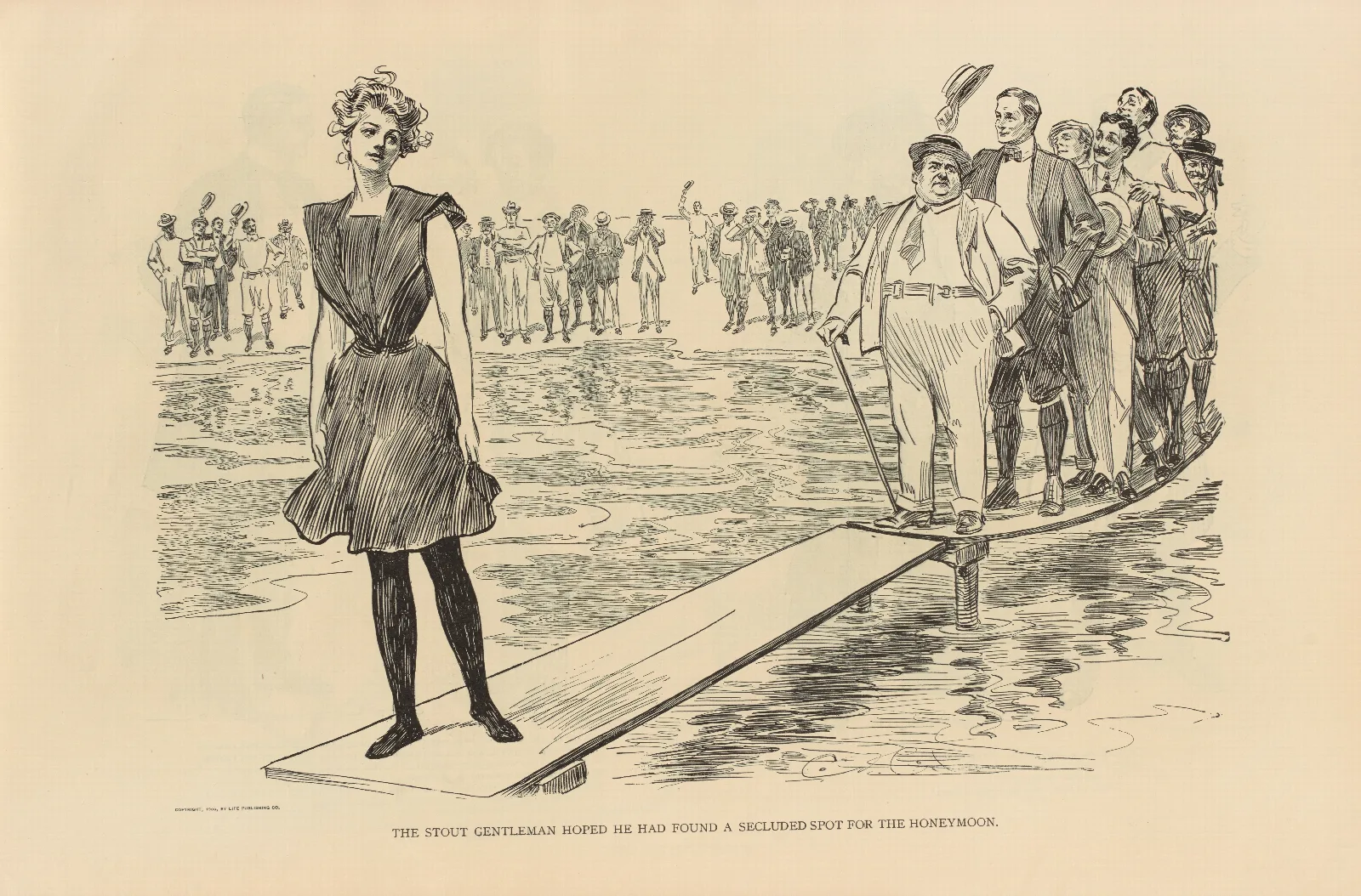 The Stout Gentleman Hoped He Had Found A Secluded Spot For The Honeymoon 2 Wall Art by Charles Dana Gibson - Canvas Print