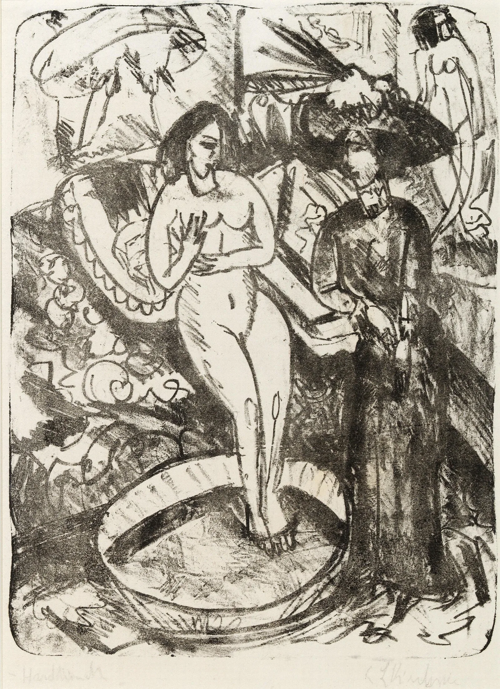 Der Besuch Der Freundin The Visit Of The Girlfriend Wall Art by Ernst Ludwig Kirchner - Canvas Print