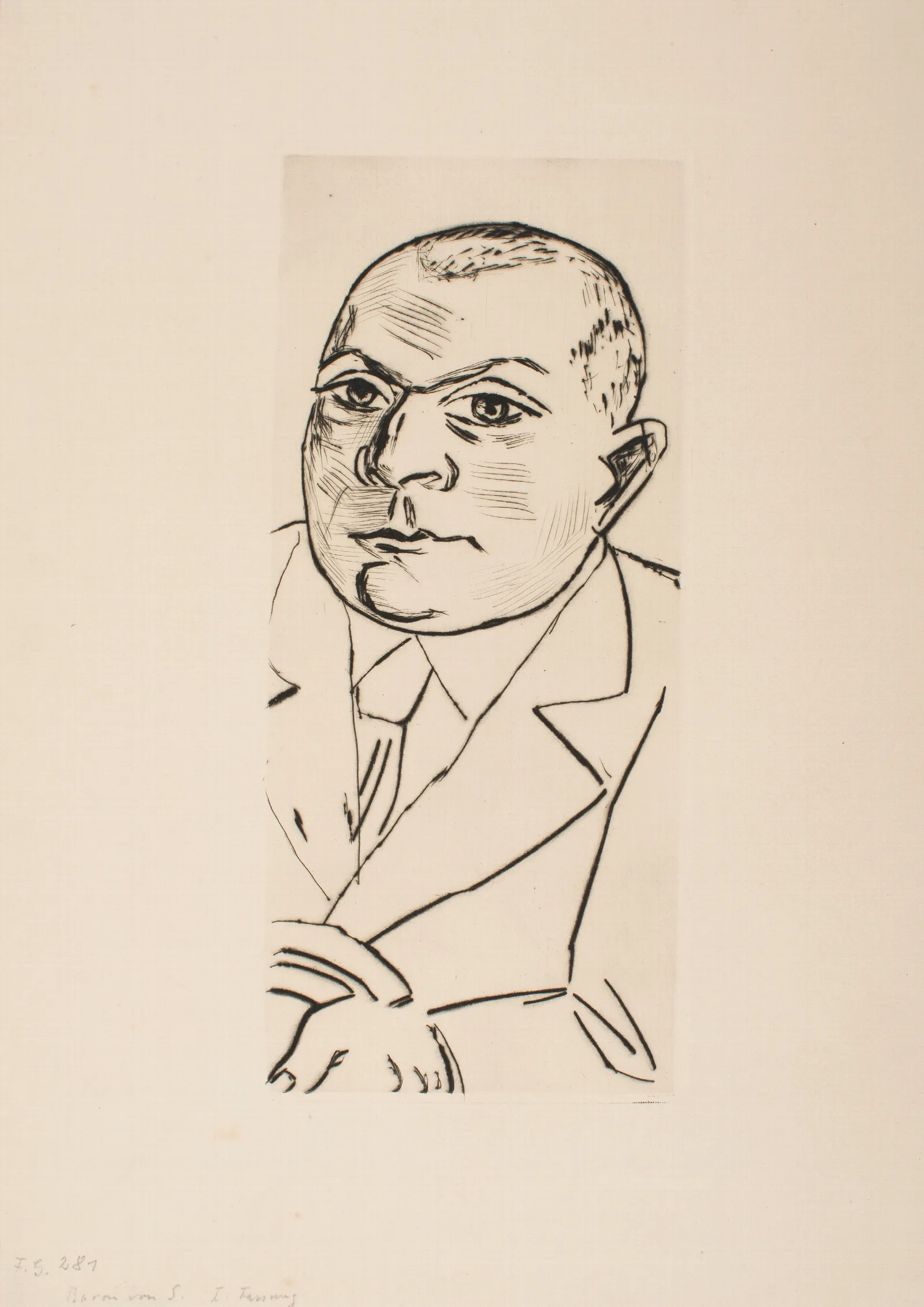 Portrait Of Baron Simolin I Small Version Wall Art by Max Beckmann - Canvas Print