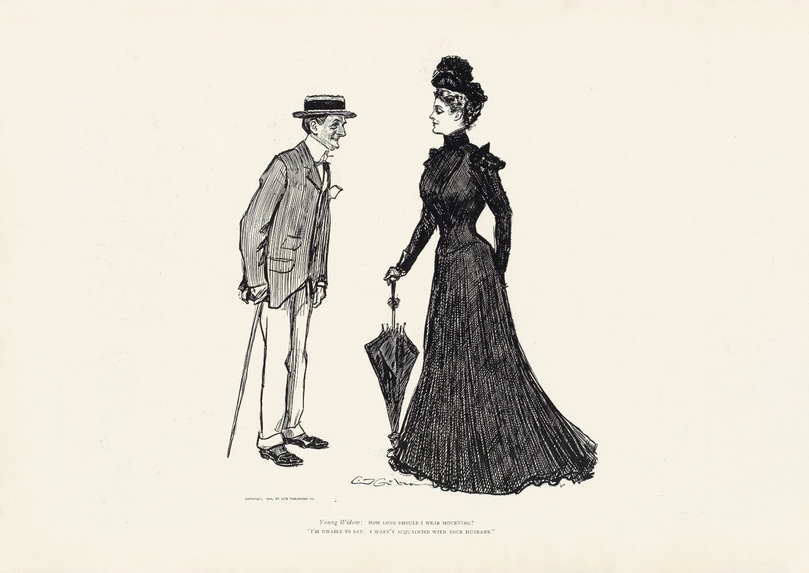 Young Widow How Long Should I Wear Mourning Wall Art by Charles Dana Gibson - Canvas Print
