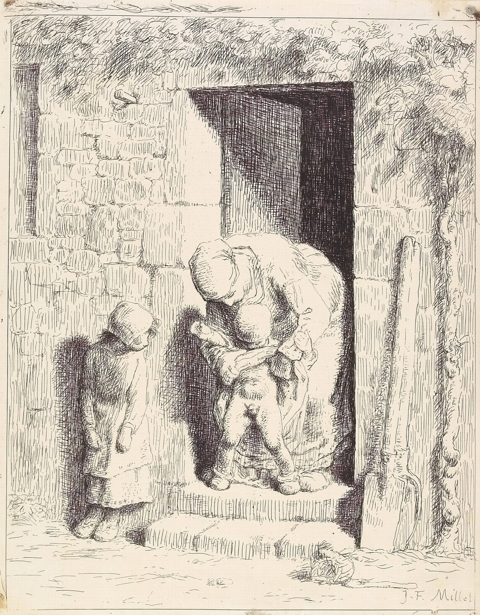 The Maternal Precaution 2 Wall Art by Jean-François Millet - Canvas Print
