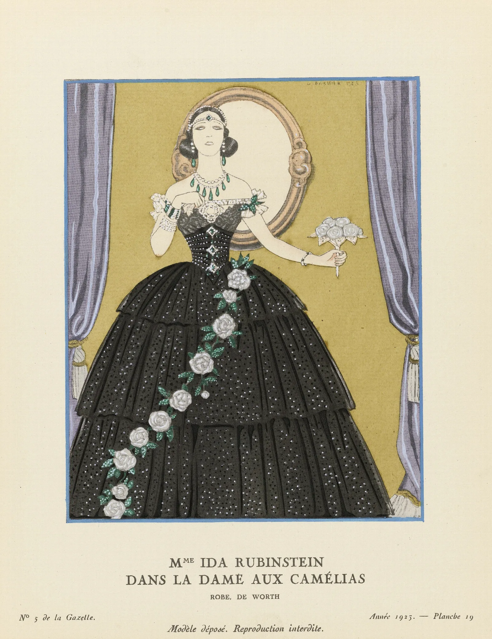 Gazette Du Bon Ton Mme Ida Rubinstein Dans La Dame Aux Camelias Wall Art by George Barbier - Canvas Print