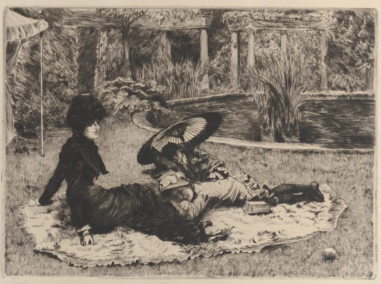 On The Grass Wall Art by James Tissot - Canvas Print