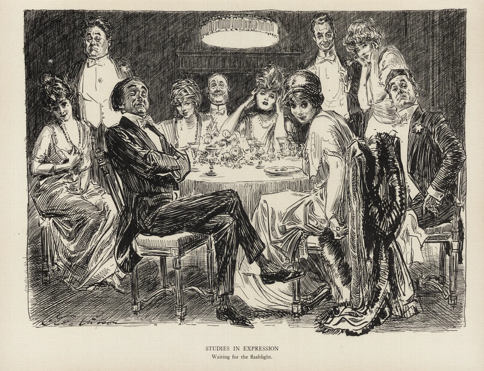 Studies In Expression Waiting For The Flash Light Wall Art by Charles Dana Gibson - Canvas Print