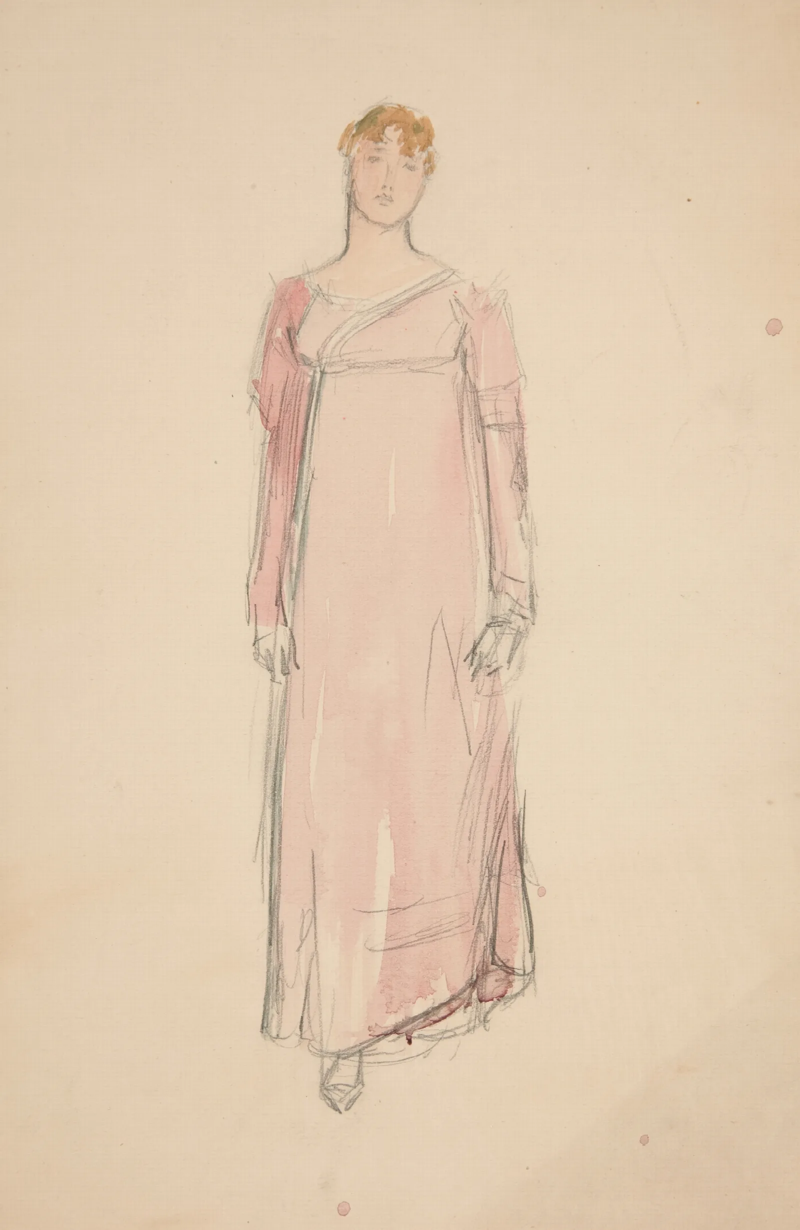 Sketch Of A Woman In Pink Costume Study For A Play Wall Art by Edwin Austin Abbey - Canvas Print