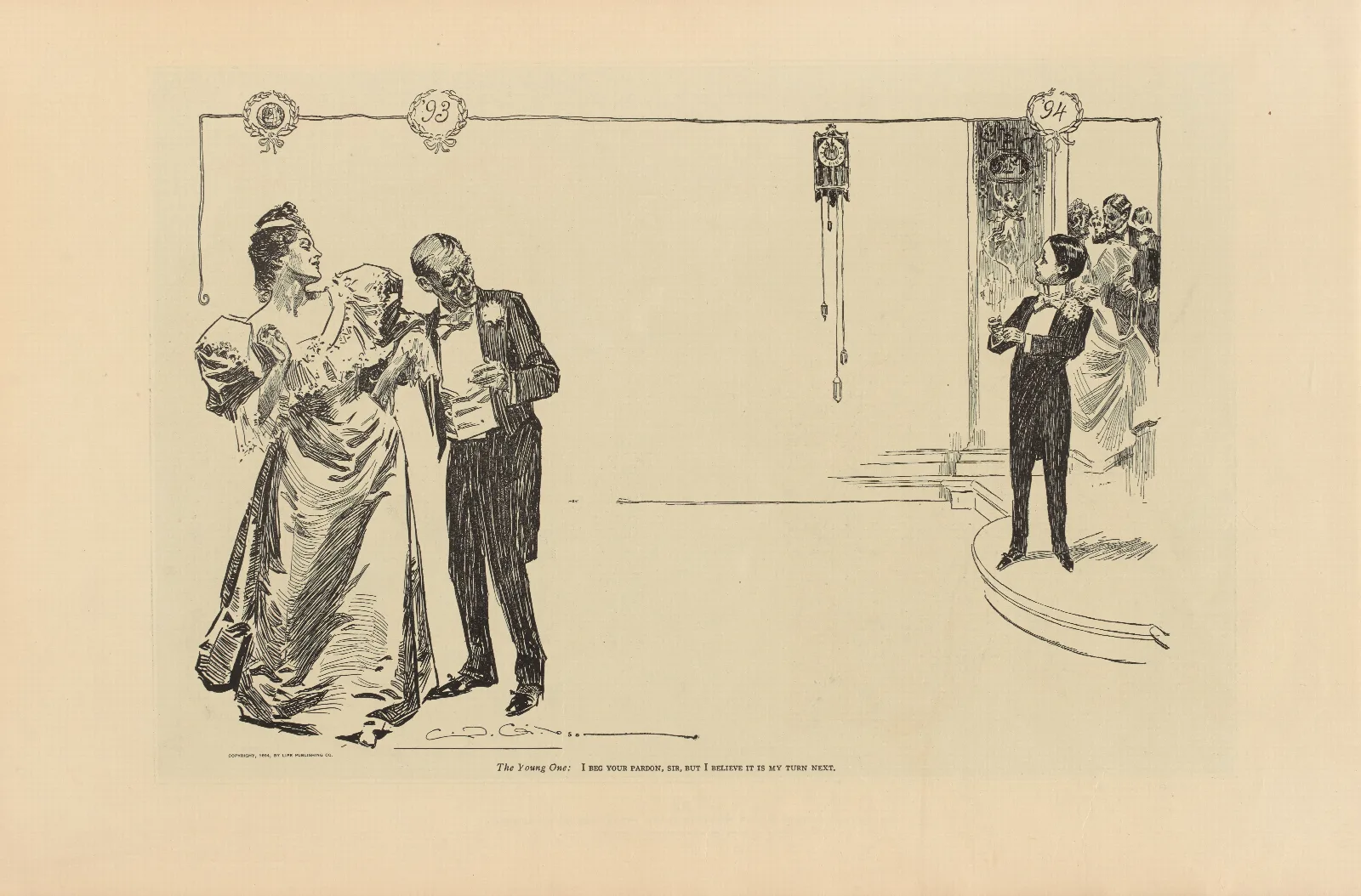 The Young One I Beg Your Pardon Sir But I Believe It Is My Turn Next Wall Art by Charles Dana Gibson - Canvas Print