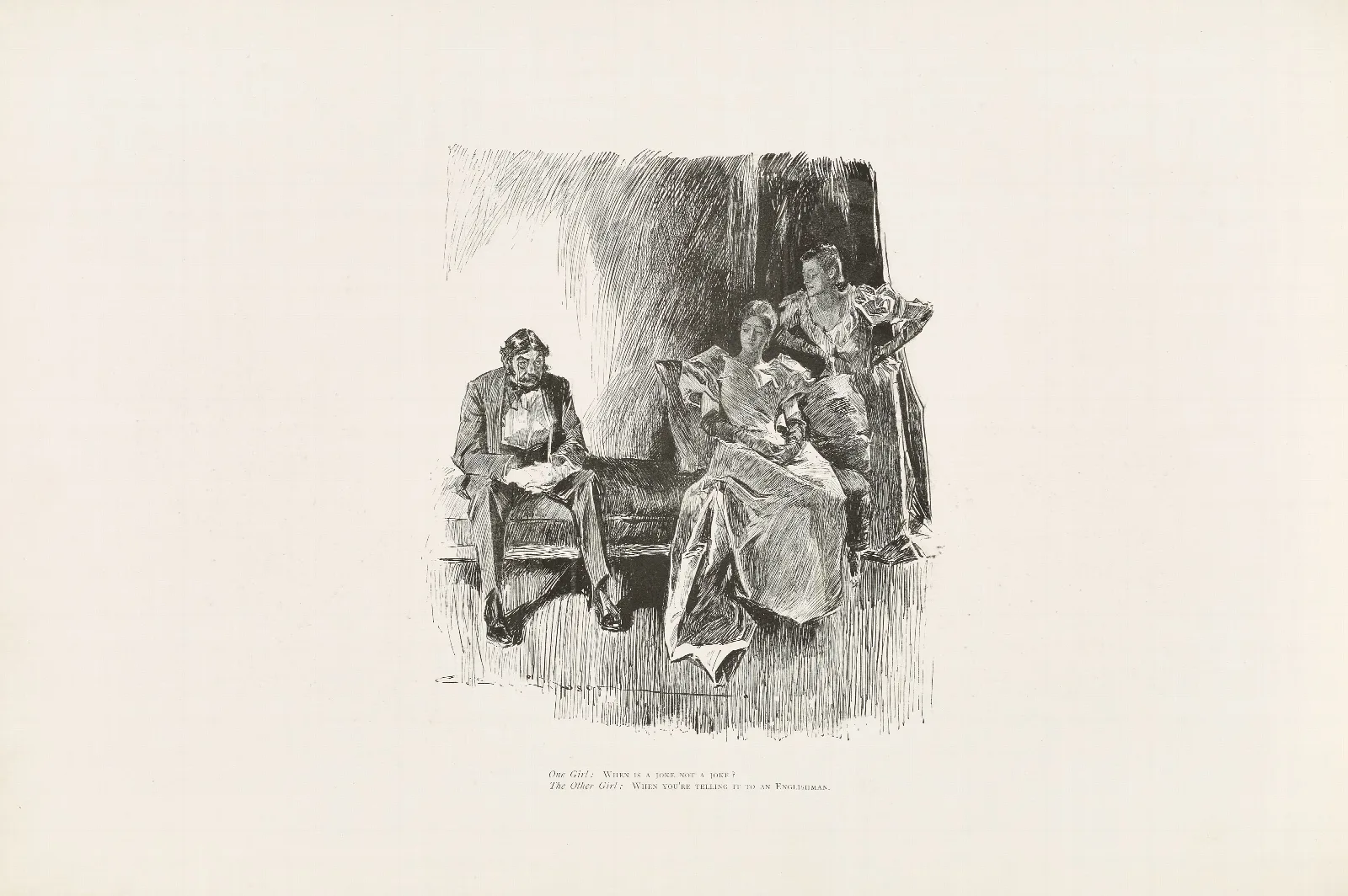 One Girl When Is A Joke Not A Joke Wall Art by Charles Dana Gibson - Canvas Print