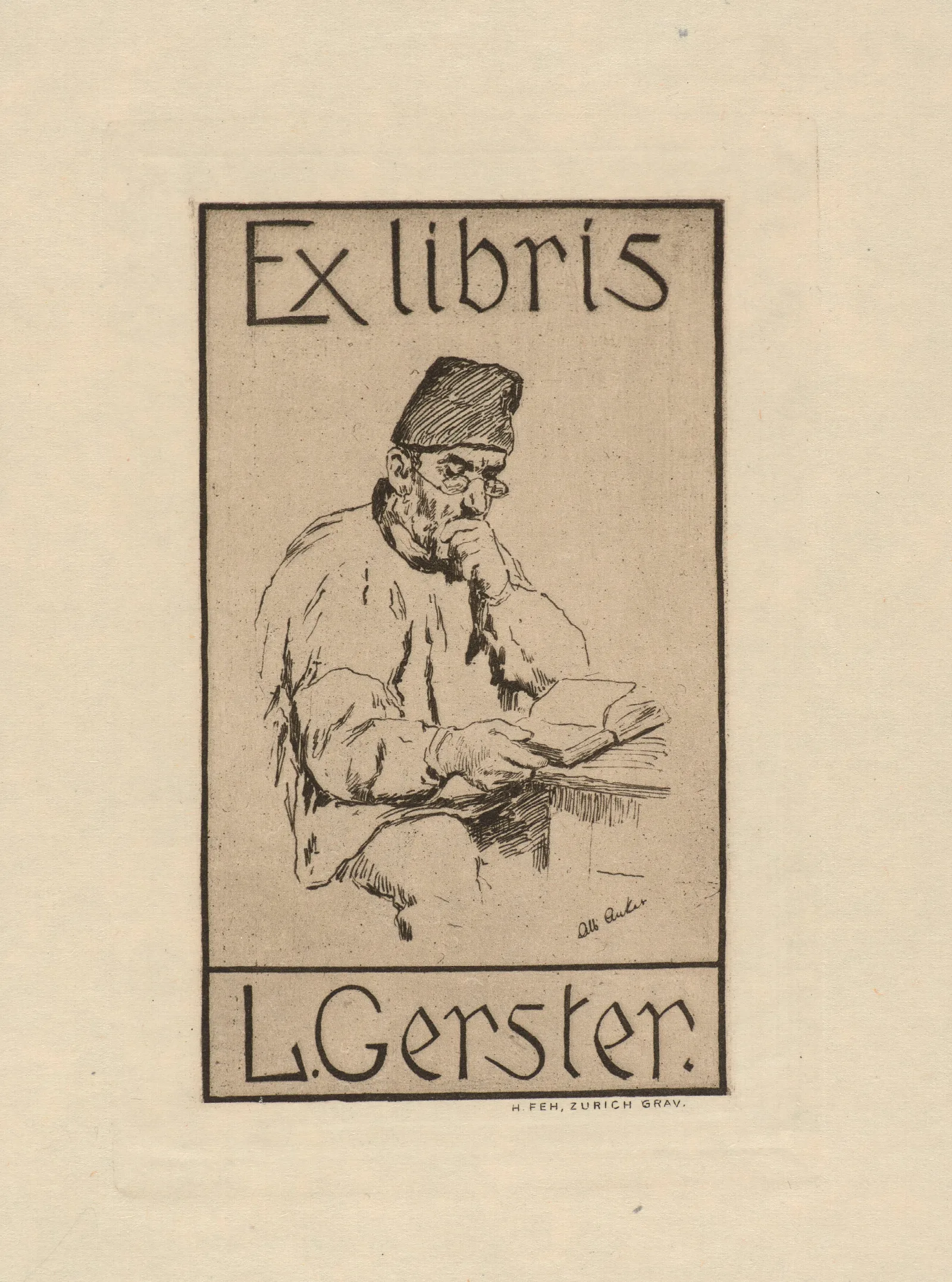 Bookplate Of L Gerster Wall Art by Albert Anker - Canvas Print
