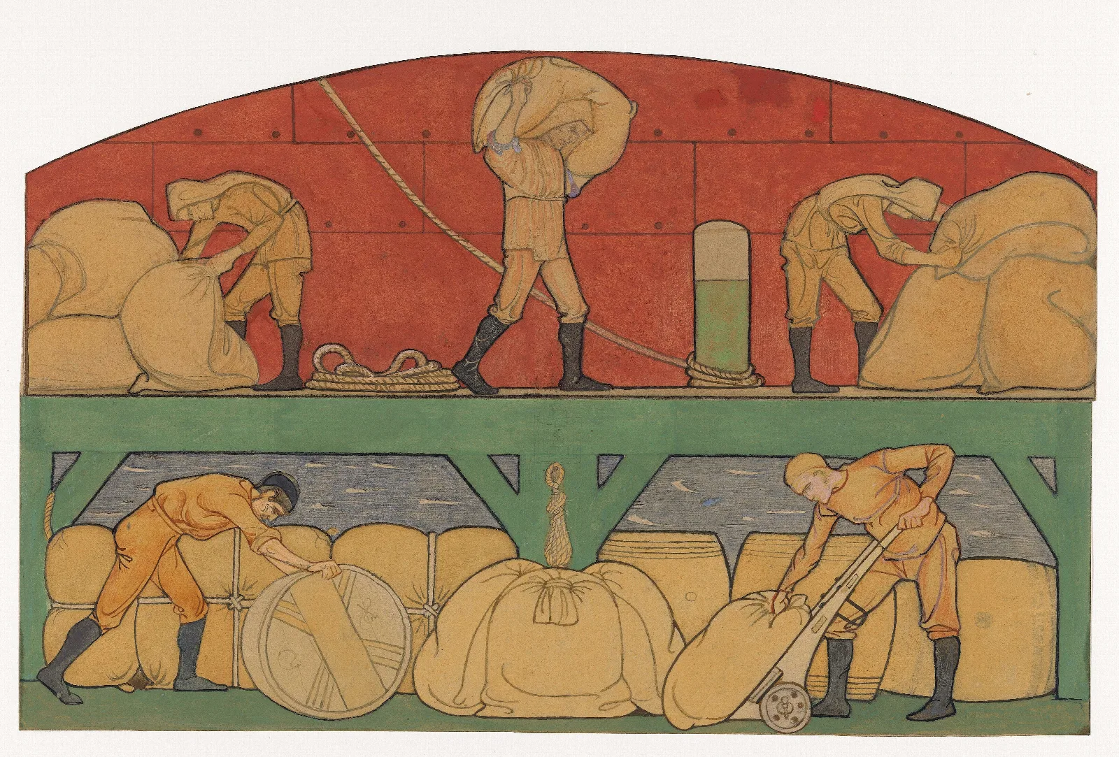 Ontwerp Voor Schildering In De Beurs Van Berlage De Handel Wall Art by Richard Nicolaüs Roland Holst - Canvas Print