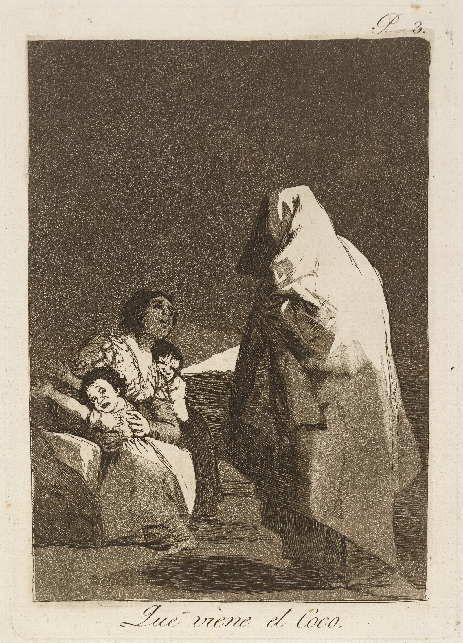 Que Viene El Coco Here Comes The Bogey Man Wall Art by Francisco de Goya - Canvas Print