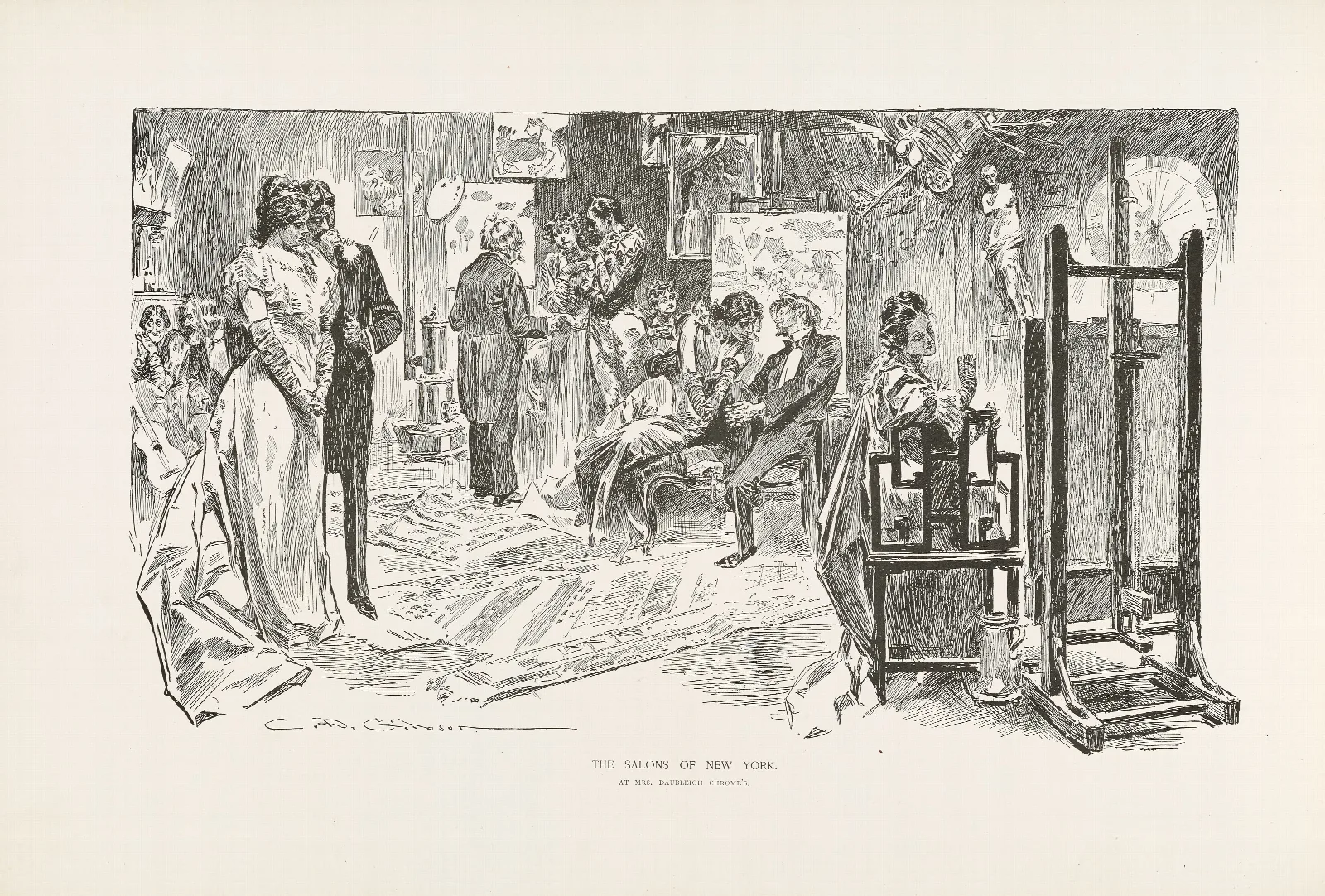 The Salons Of New York At Mrs Daubleigh Chromess Wall Art by Charles Dana Gibson - Canvas Print