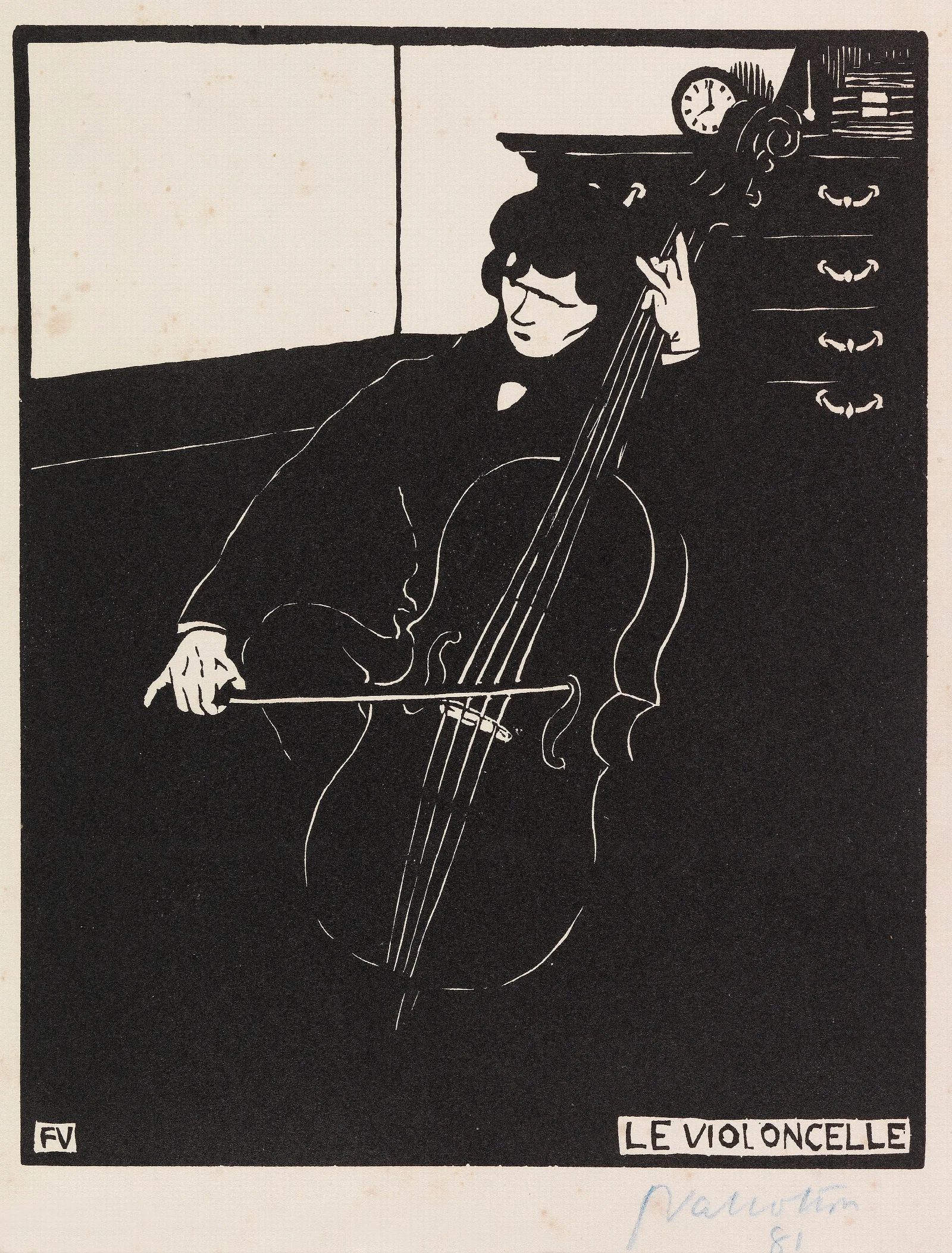 Le Violoncelle Instruments De Musique I Wall Art by Félix Vallotton - Canvas Print