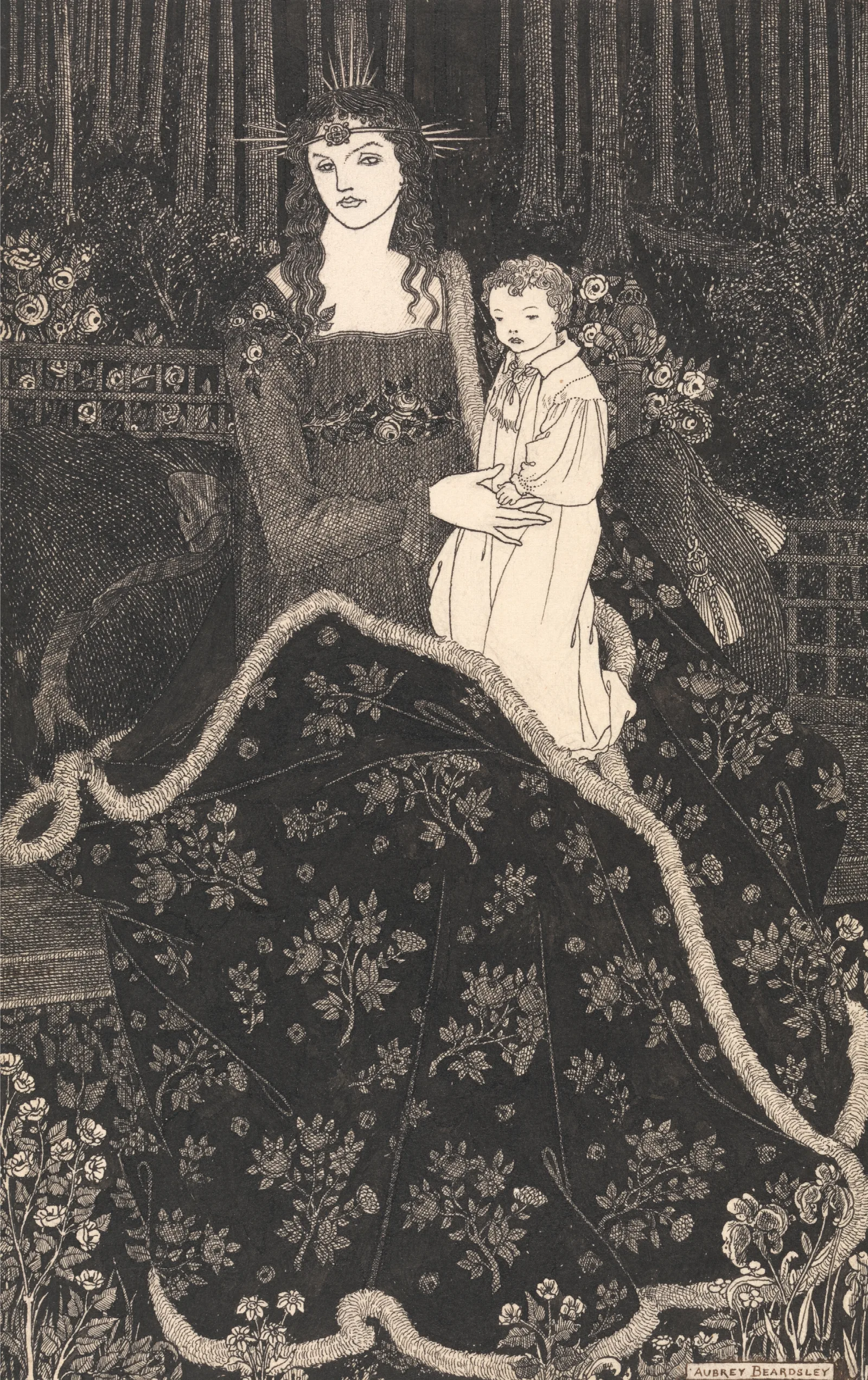 A Large Christmas Card Wall Art by Aubrey Vincent Beardsley - Canvas Print