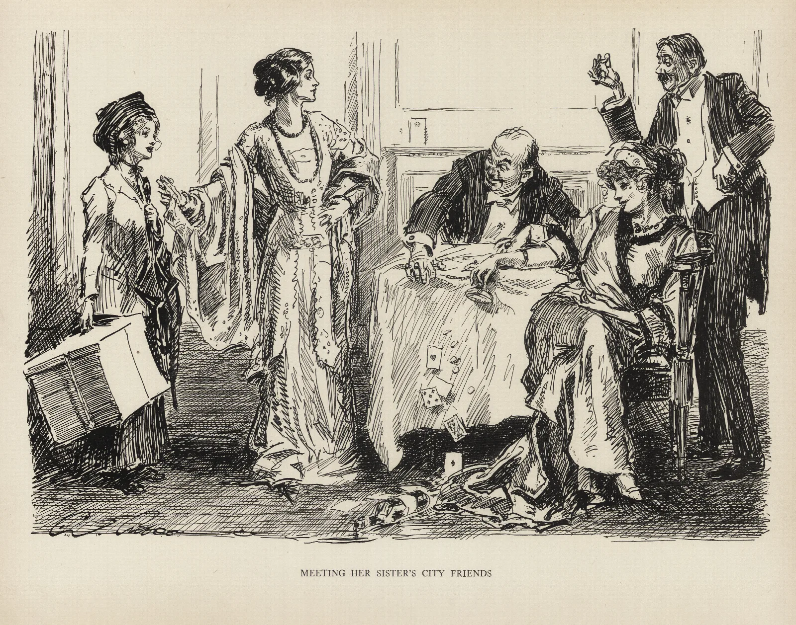 Meeting Her Sisters City Friends Wall Art by Charles Dana Gibson - Canvas Print