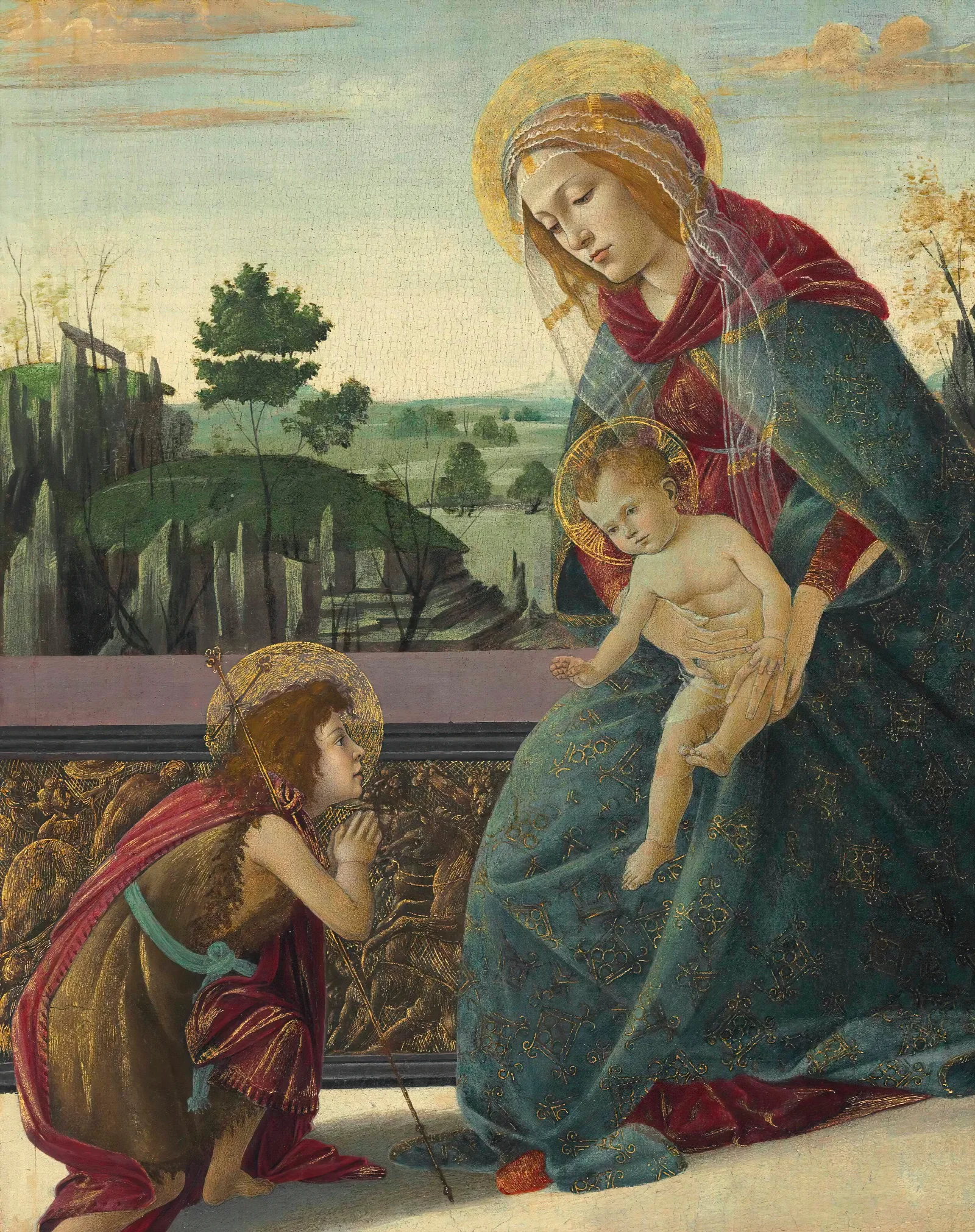 Madonna And Child With Young Saint John The Baptist Wall Art by Sandro Botticelli - Canvas Print