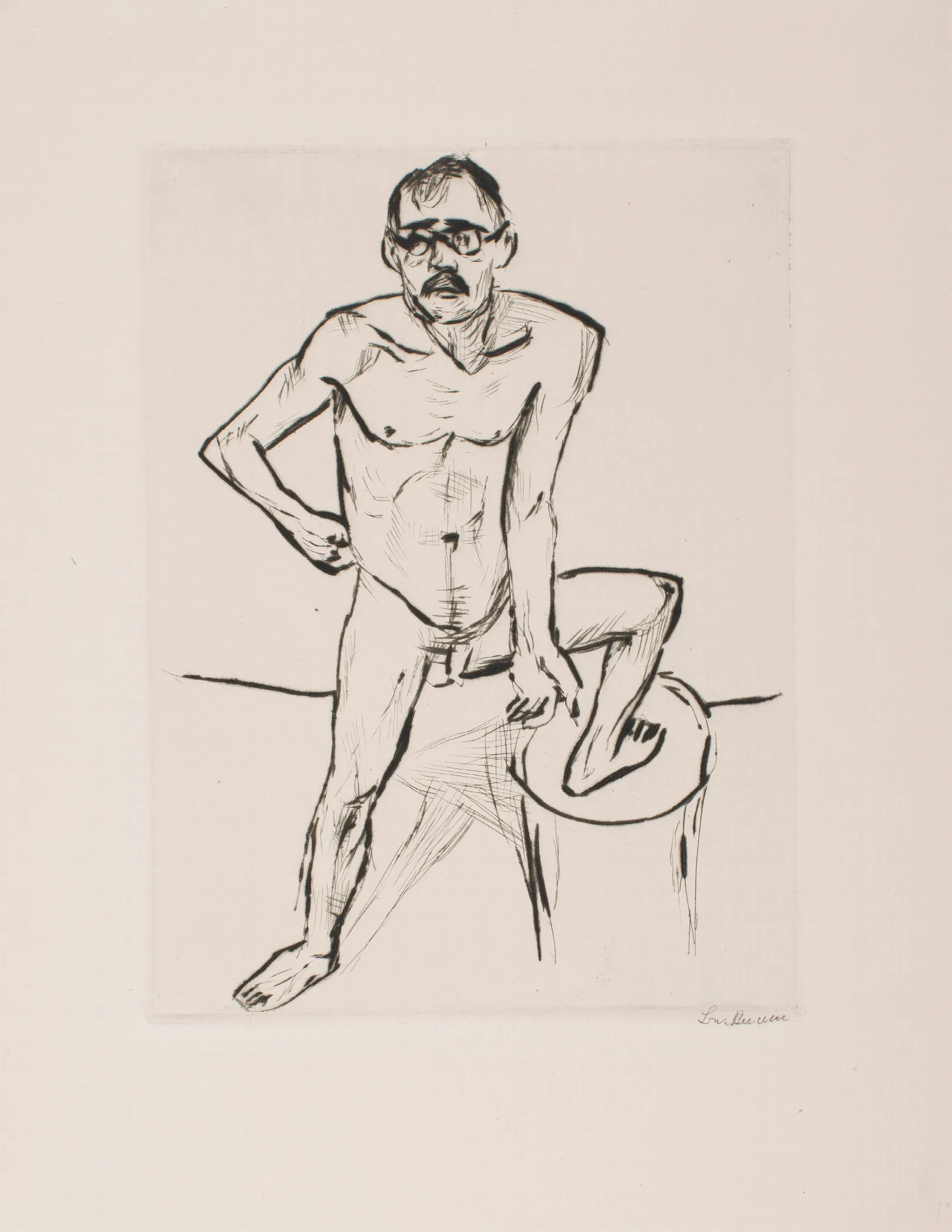 Standing Male Nude With Glasses Wall Art by Max Beckmann - Canvas Print