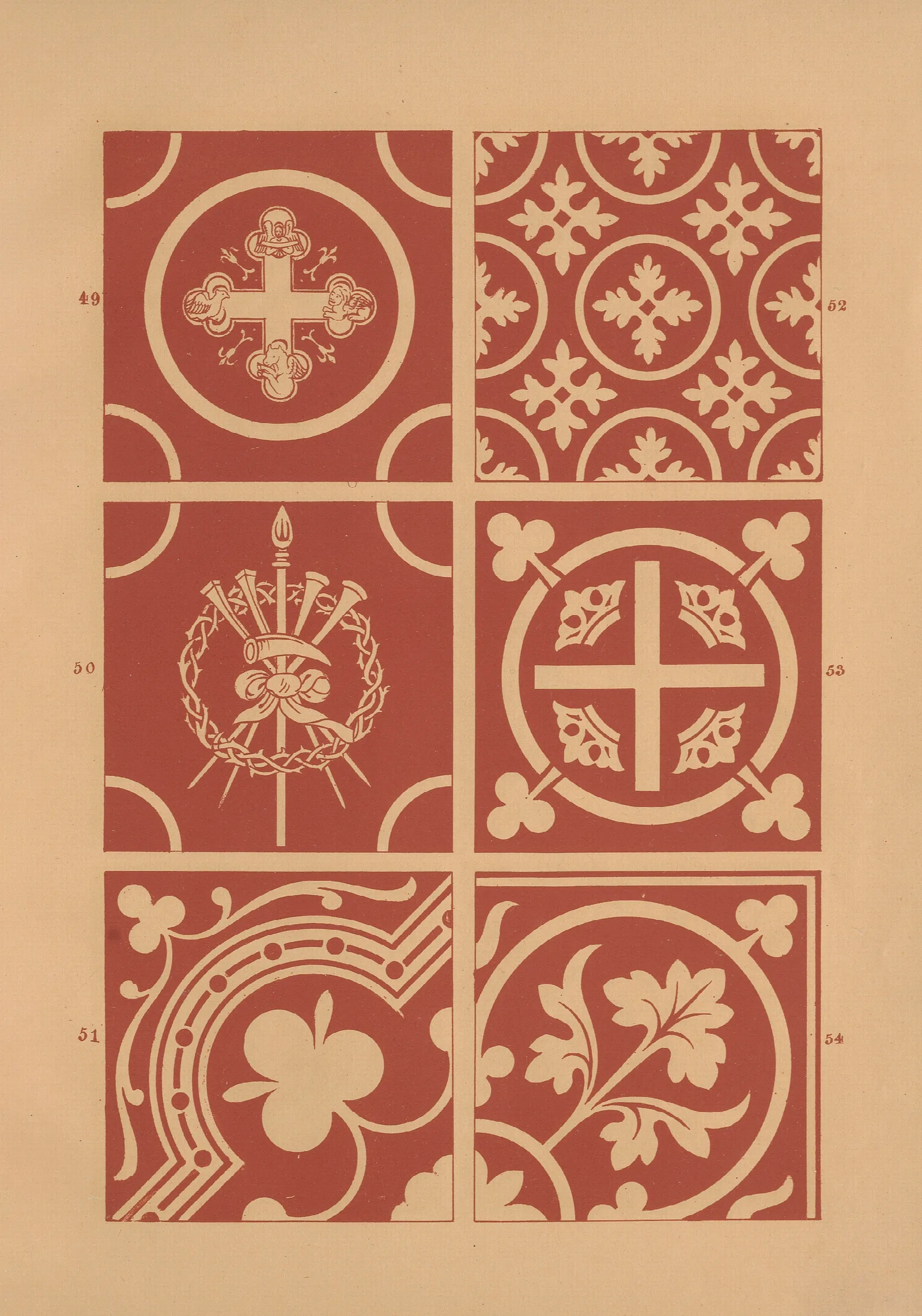Examples Of Encaustic Tiles Pl 08 Wall Art by Owen Jones - Canvas Print