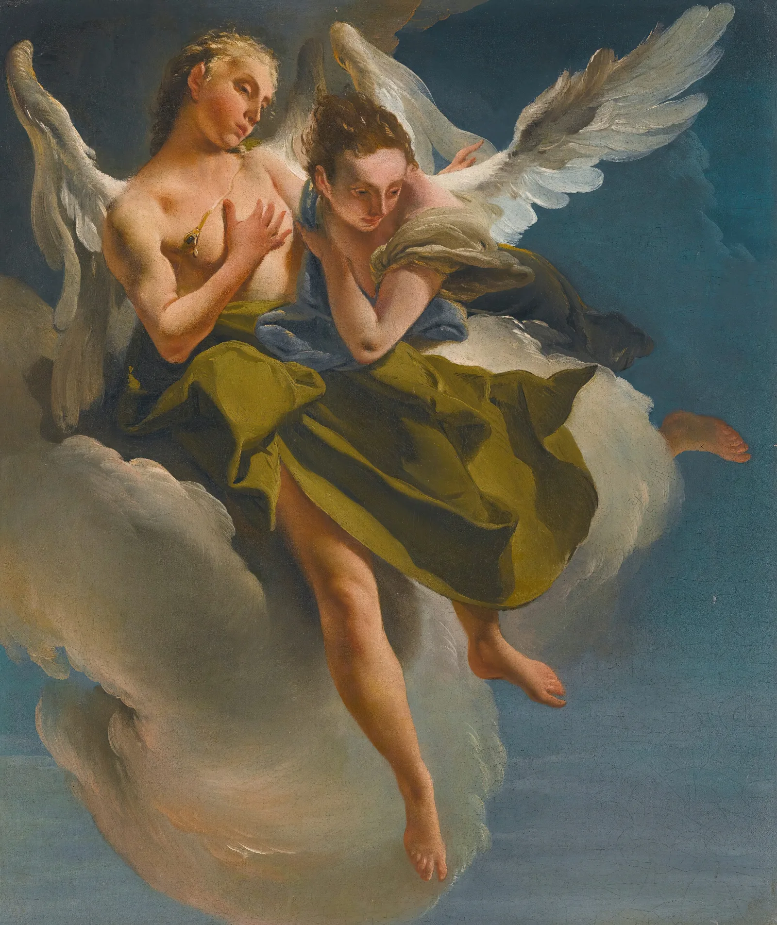 Madrid Two Angels In Flight Wall Art by Giovanni Battista Tiepolo - Canvas Print