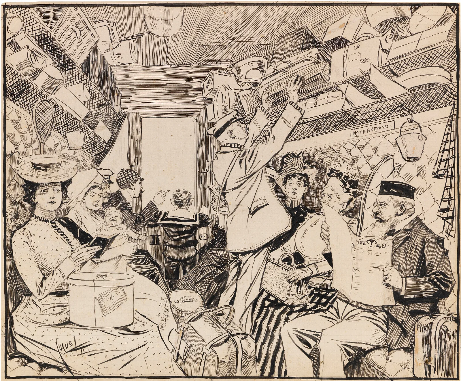 Eisenbahnabteil Wall Art by Edward Cucuel - Canvas Print