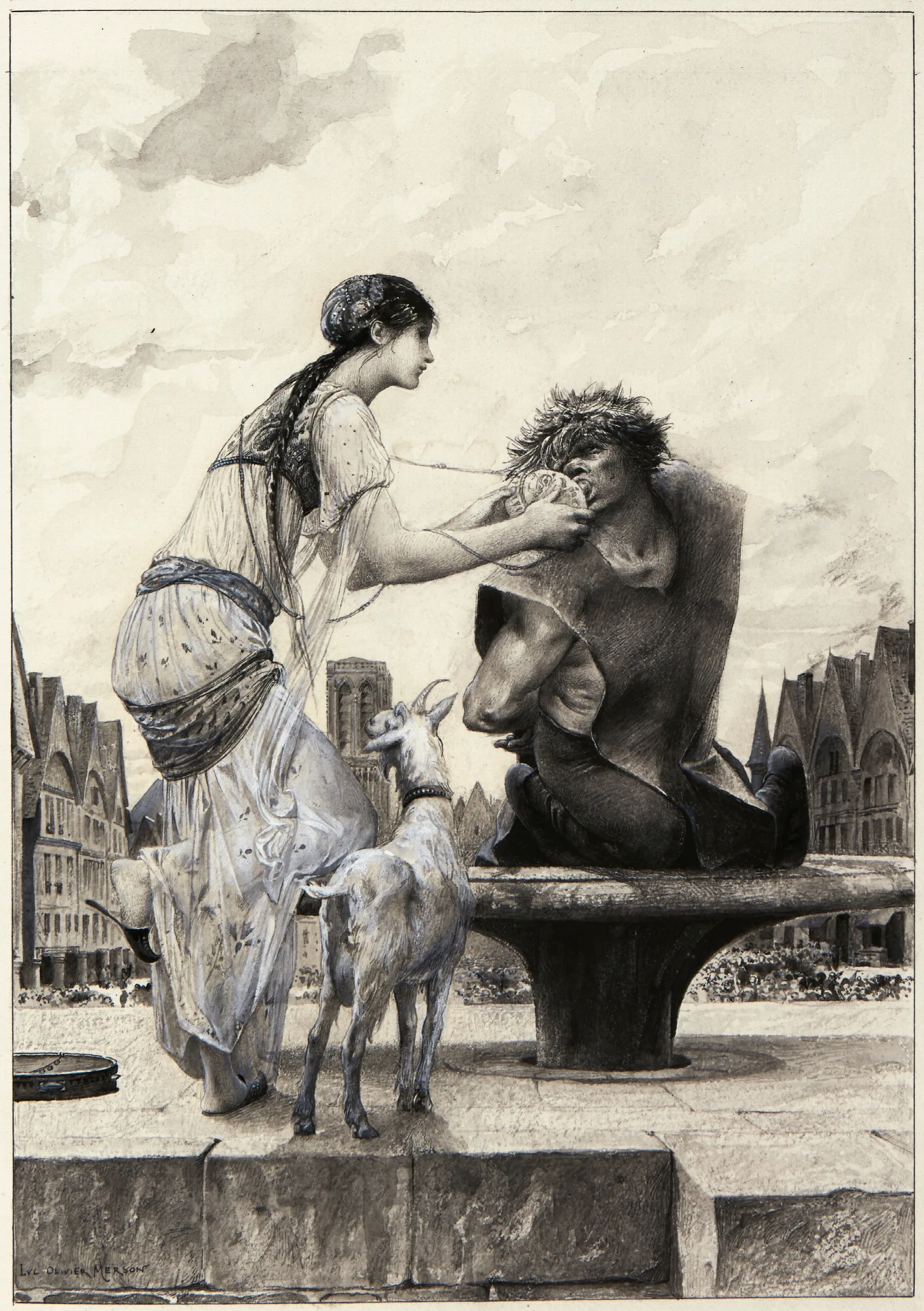 Une Larme Pour Une Goutte Deau 2 Wall Art by Luc-Olivier Merson - Canvas Print