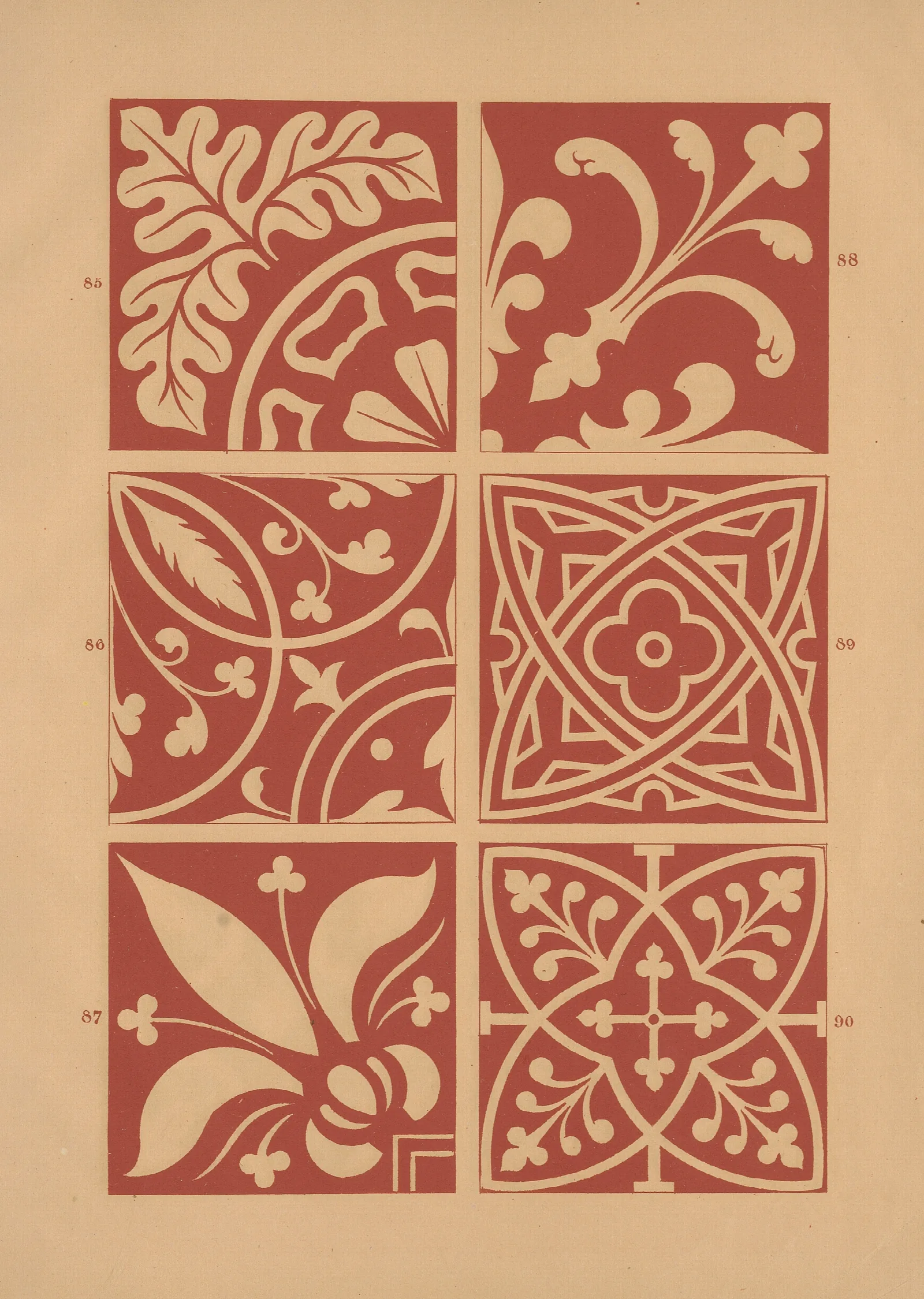 Examples Of Encaustic Tiles Pl 14 Wall Art by Owen Jones - Canvas Print