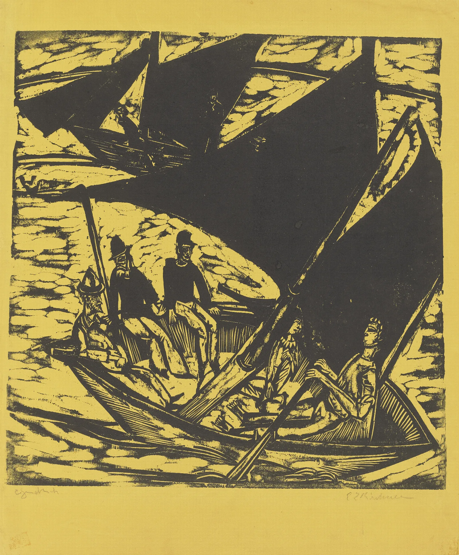 Segelboote Bei Fehmarn Wall Art by Ernst Ludwig Kirchner - Canvas Print