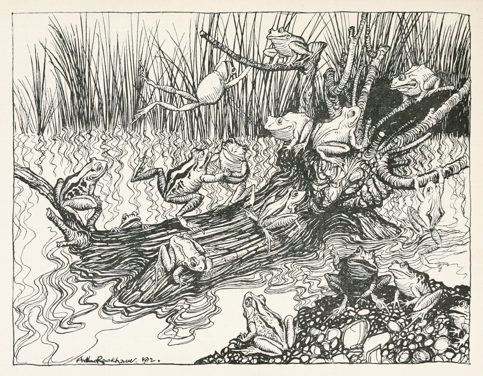 King Log Wall Art by Arthur Rackham - Canvas Print