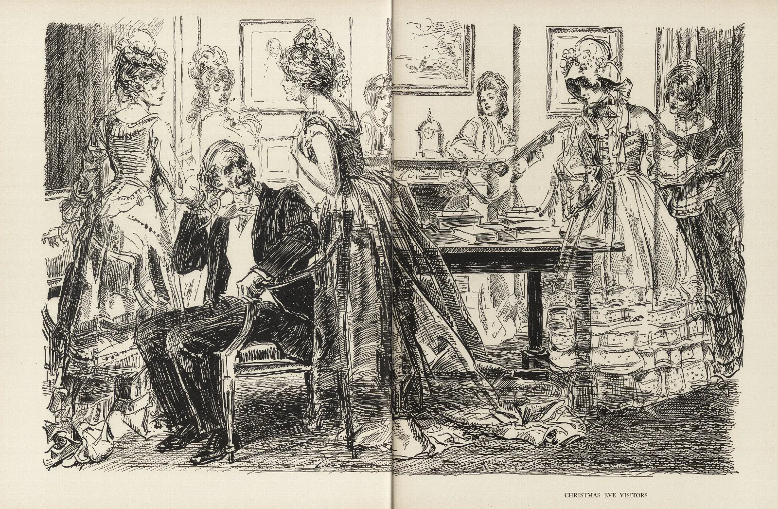 Christmas Eve Visitors Wall Art by Charles Dana Gibson - Canvas Print