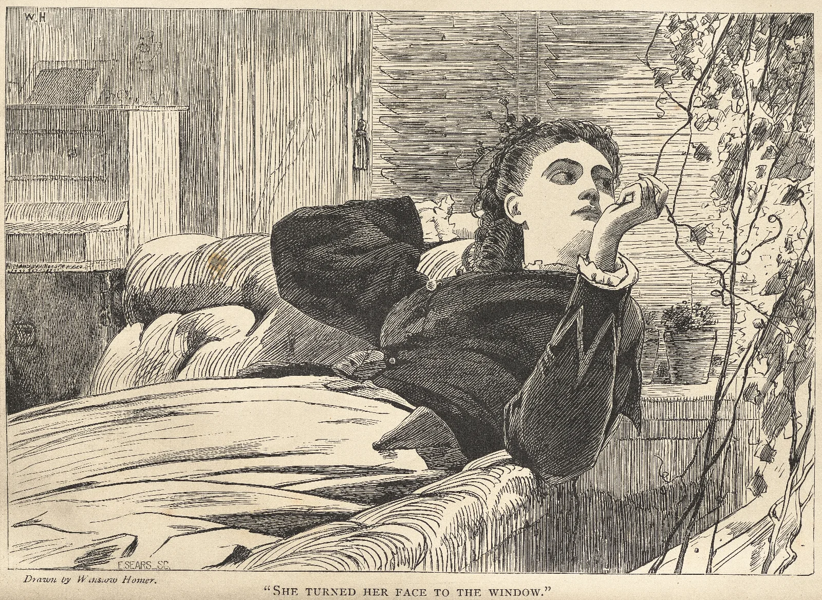She Turned Her Face To The Window Wall Art by Winslow Homer - Canvas Print