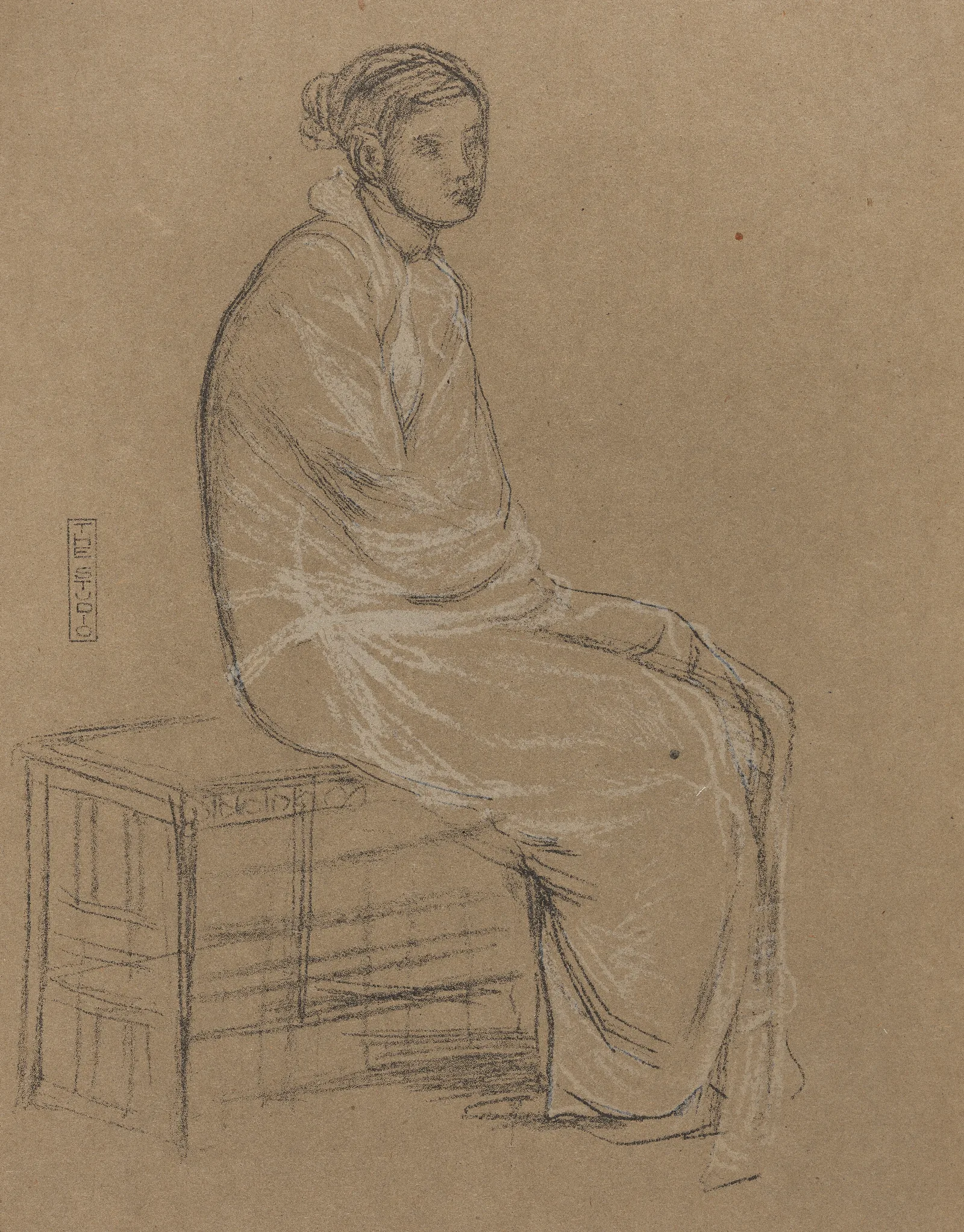 Woman Seated On Bench Wrapped In White Robe Wall Art by James Abbott McNeill Whistler - Canvas Print