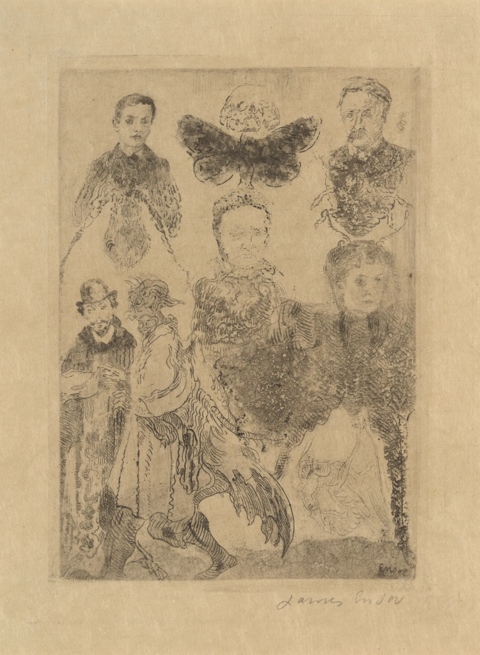 Kleine Vreemdsoortige Figuren Wall Art by James Ensor - Canvas Print